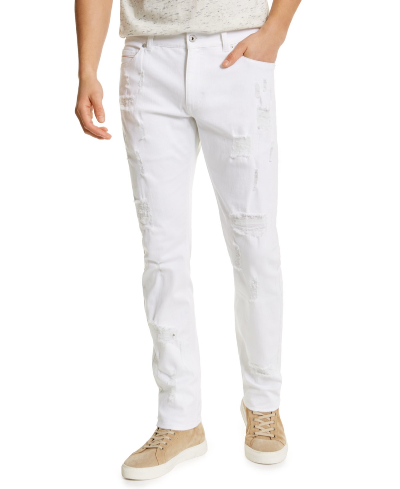 Мужские рваные белые джинсы с рециркулированным рисунком, созданные для Macy's Sun & Stone
