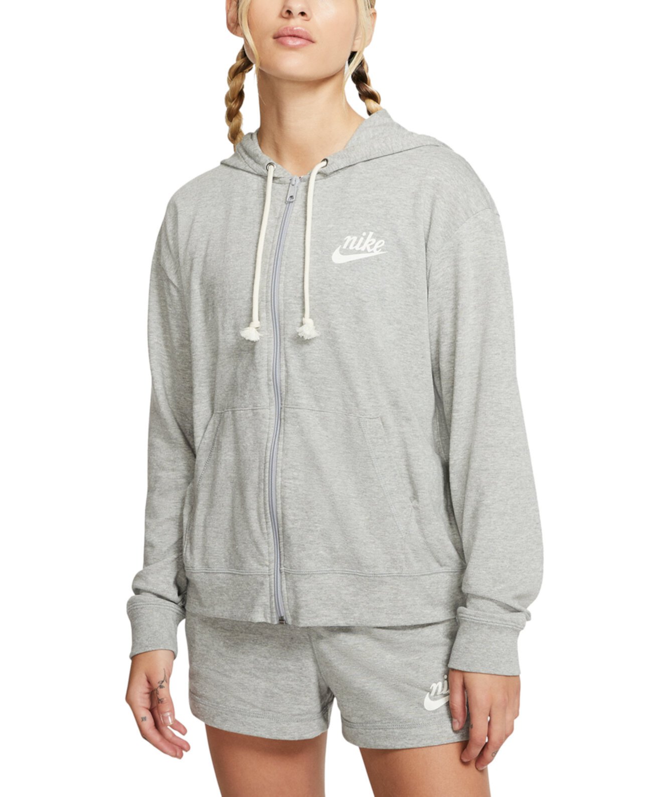 Женская спортивная одежда в винтажном стиле с капюшоном на молнии для тренажерного зала Nike