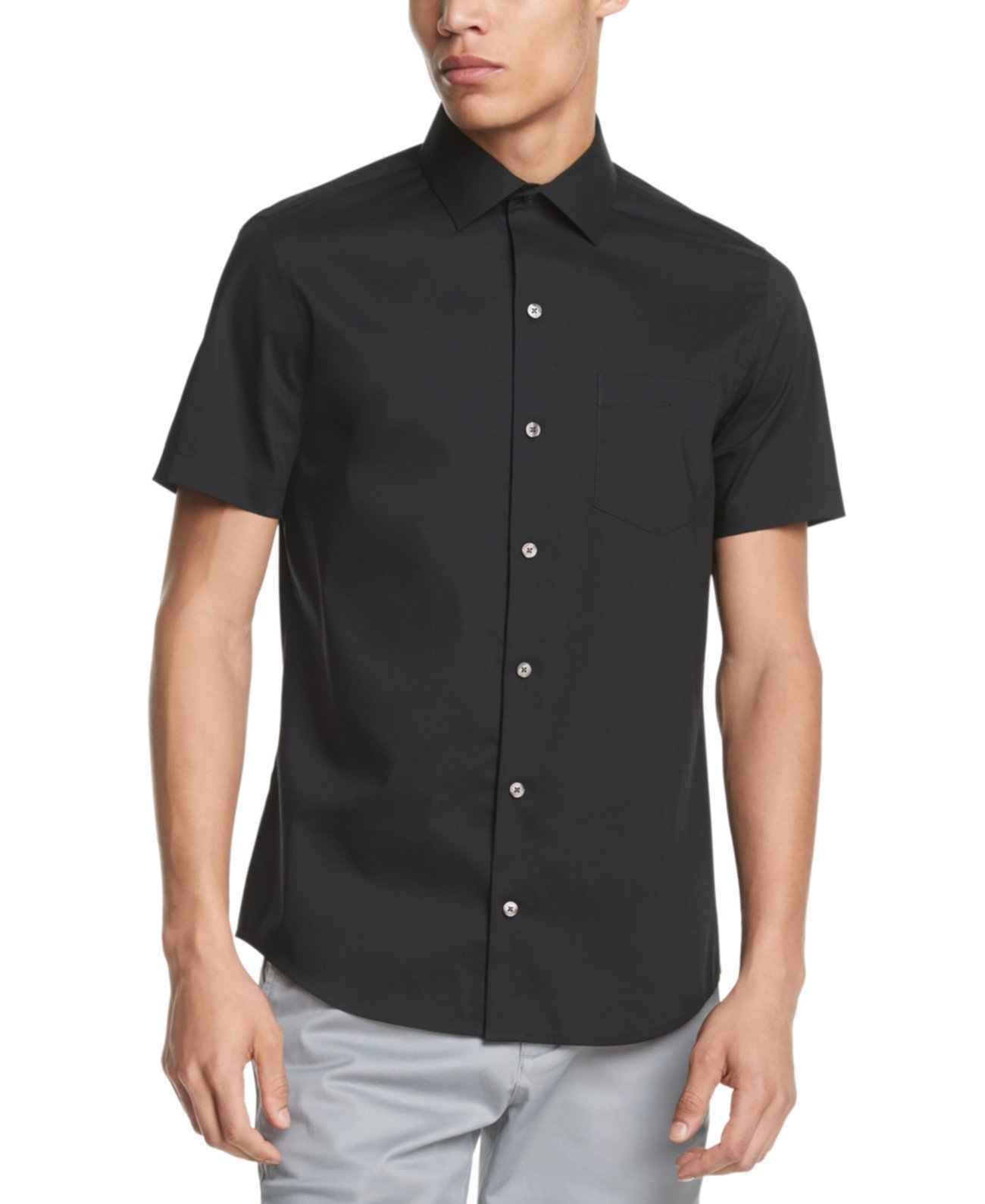 Мужская эластичная рубашка с короткими рукавами и эластичным французским карманом DKNY