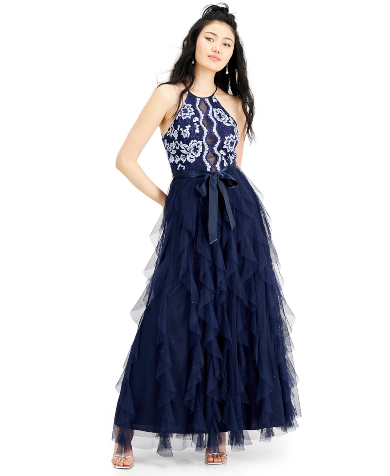Юниорское платье с многослойной юбкой с вышивкой, созданное для Macy's Teeze Me