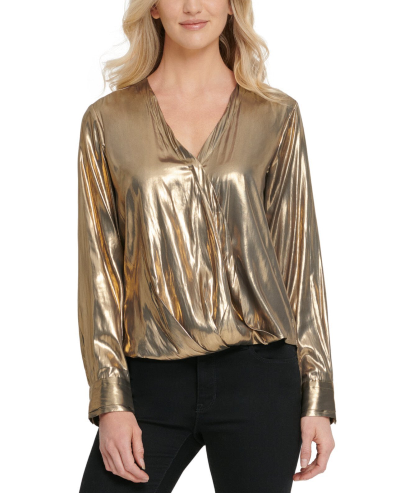 Блузка с запахом металлик DKNY