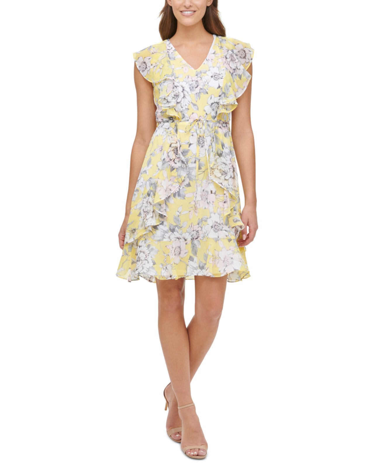 Платье с шифонами и цветочным принтом Victoria Tommy Hilfiger