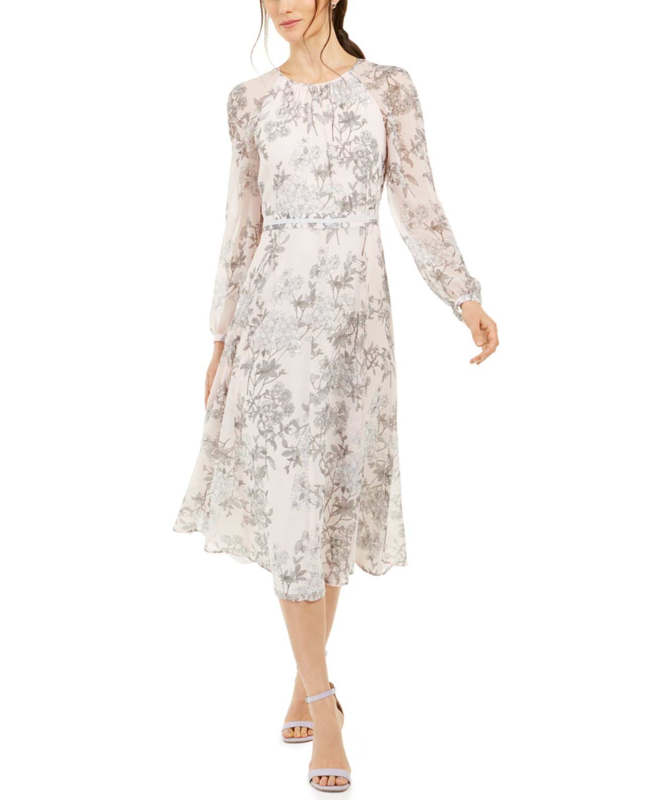 Платье миди с цветочным принтом Petite, созданное для Macy's Tommy Hilfiger
