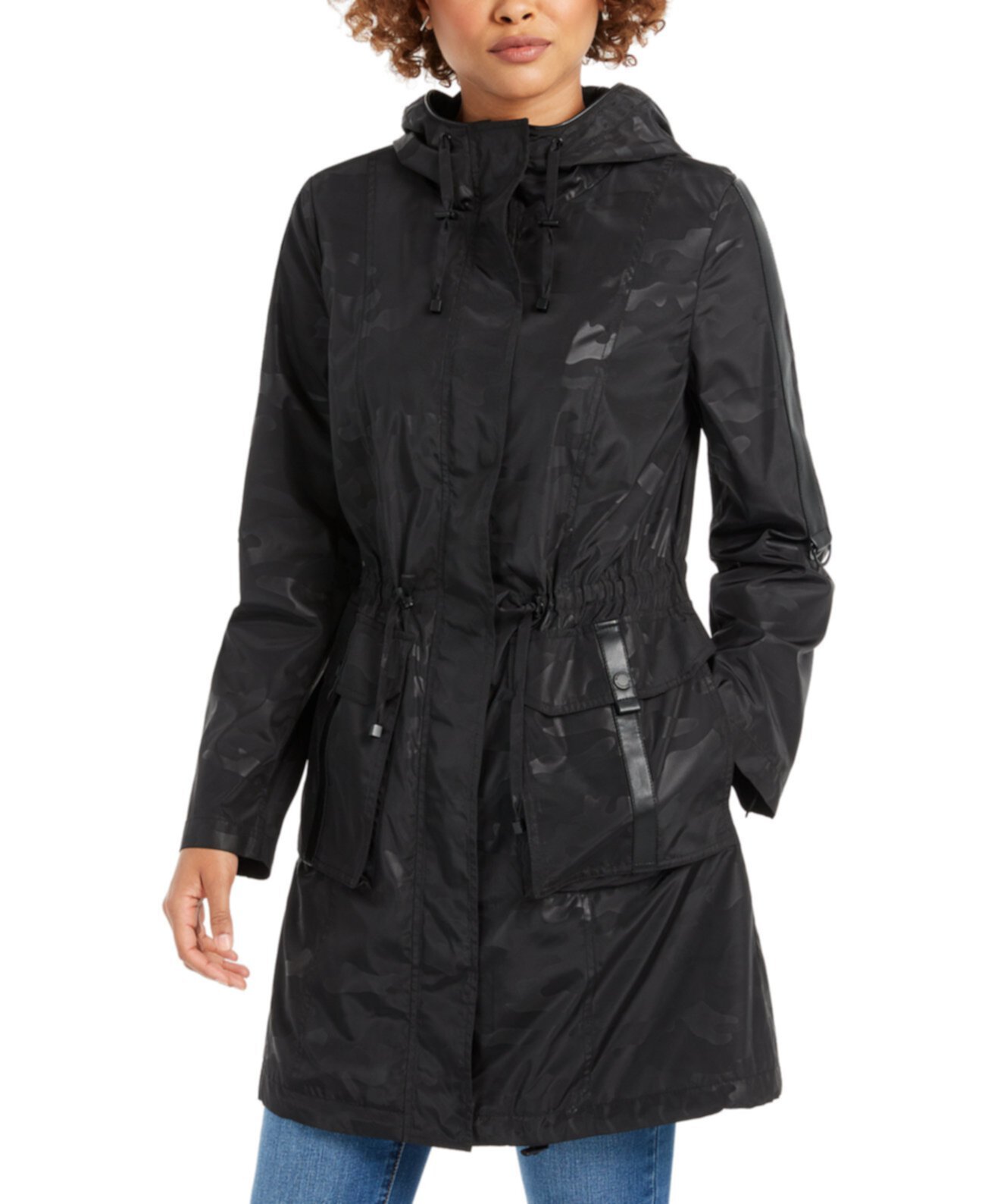 Куртка от дождя с капюшоном из искусственной кожи с капюшоном BCBGeneration