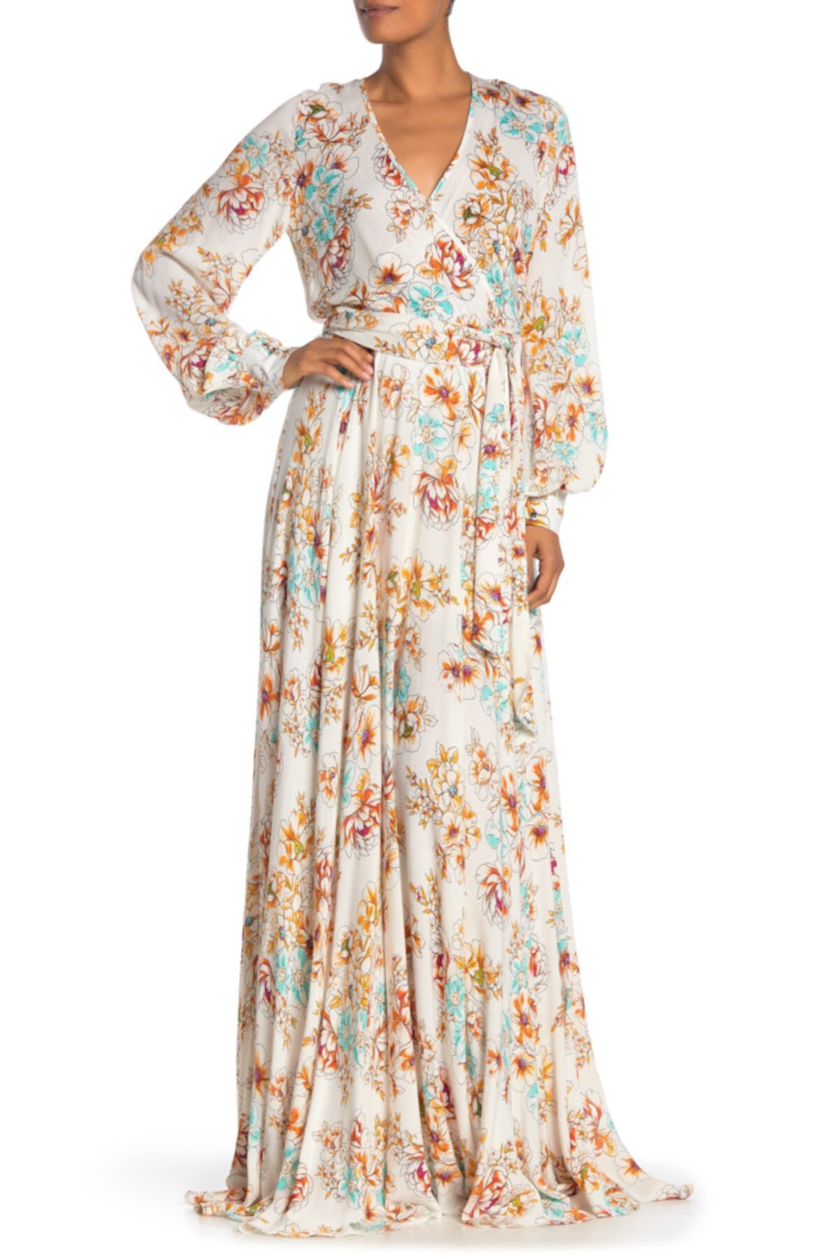Макси-платье с цветочным принтом Lilypad Surplice Meghan LA