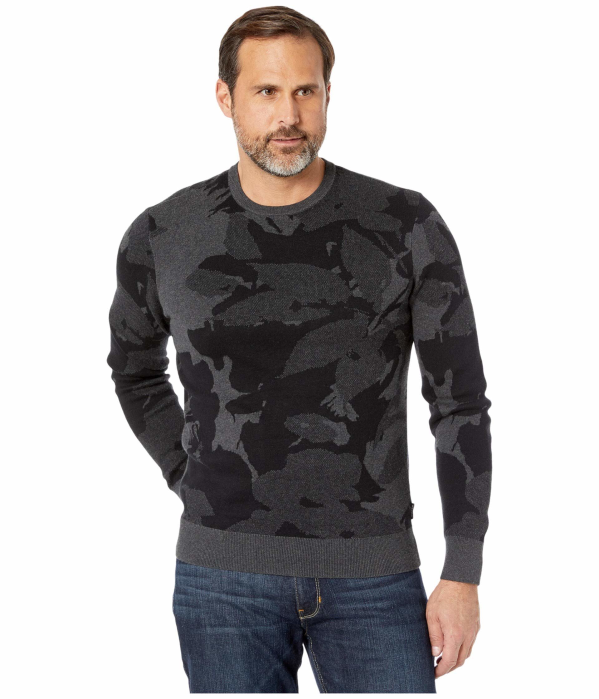 Хлопковый модальный свитер с круглым вырезом с принтом - 12GG Calvin Klein