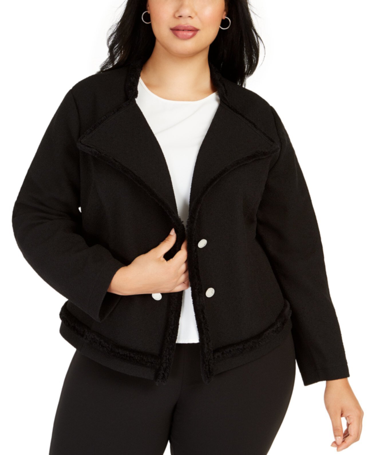Фактурная вязаная куртка большого размера Calvin Klein