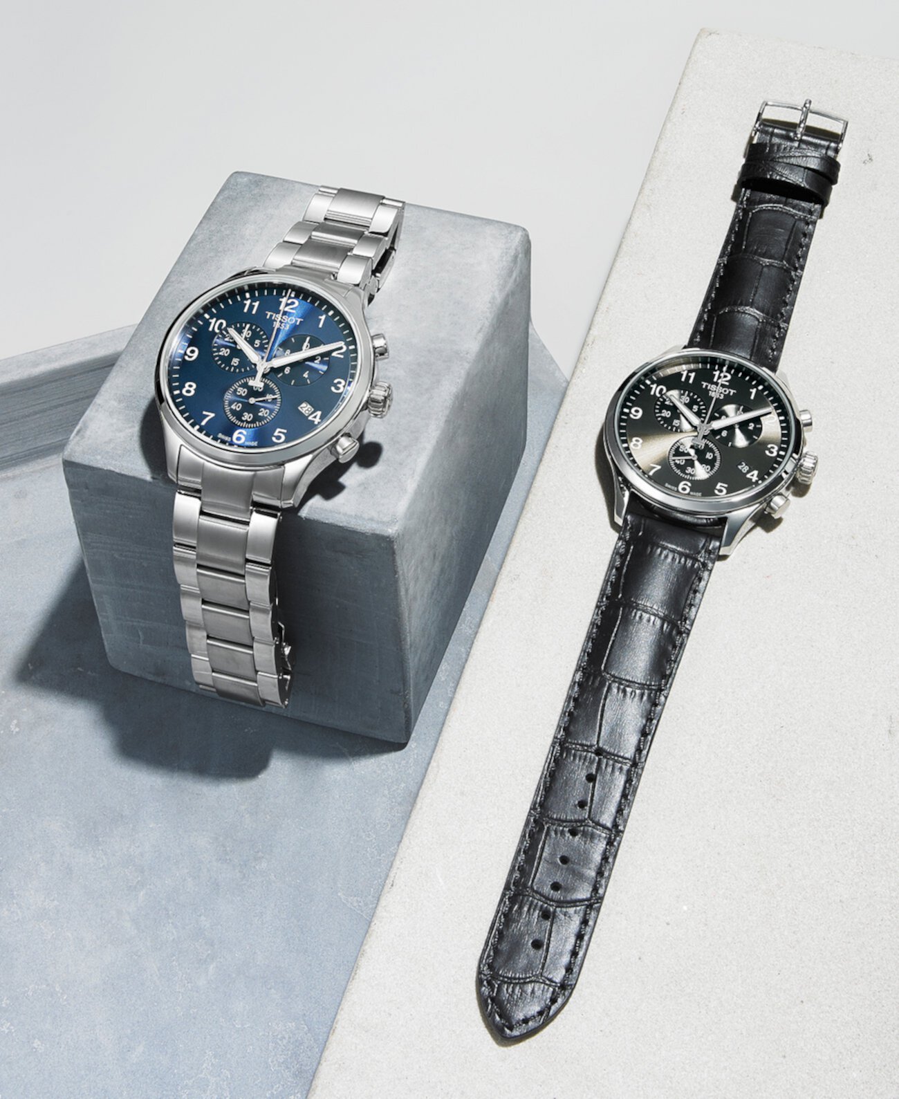 Мужские швейцарские часы с хронографом Chrono XL Classic T-Sport с черным кожаным ремешком 45 мм Tissot