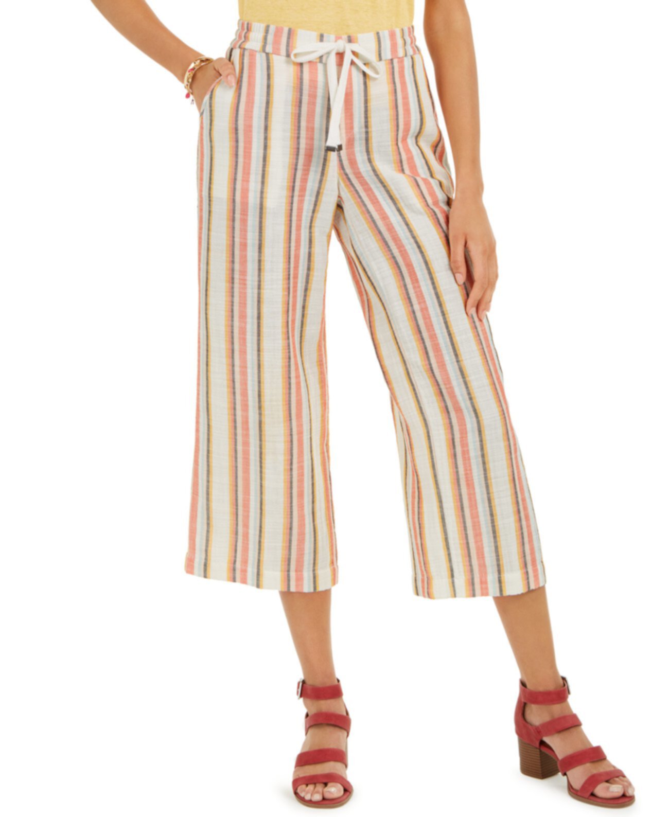Укороченные брюки Petite в полоску, созданные для Macy's Style & Co