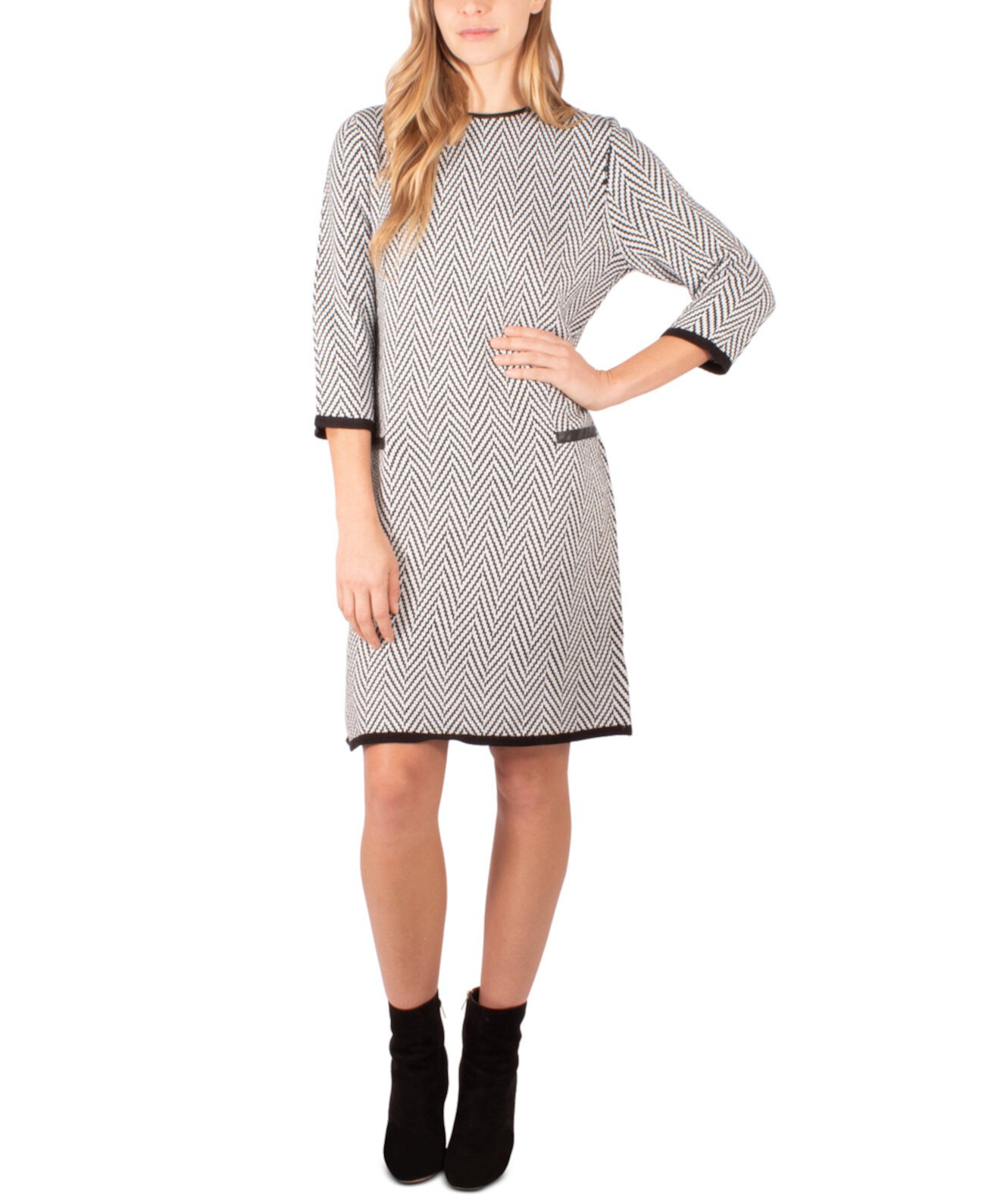 Платье-свитер из искусственной кожи NY Collection