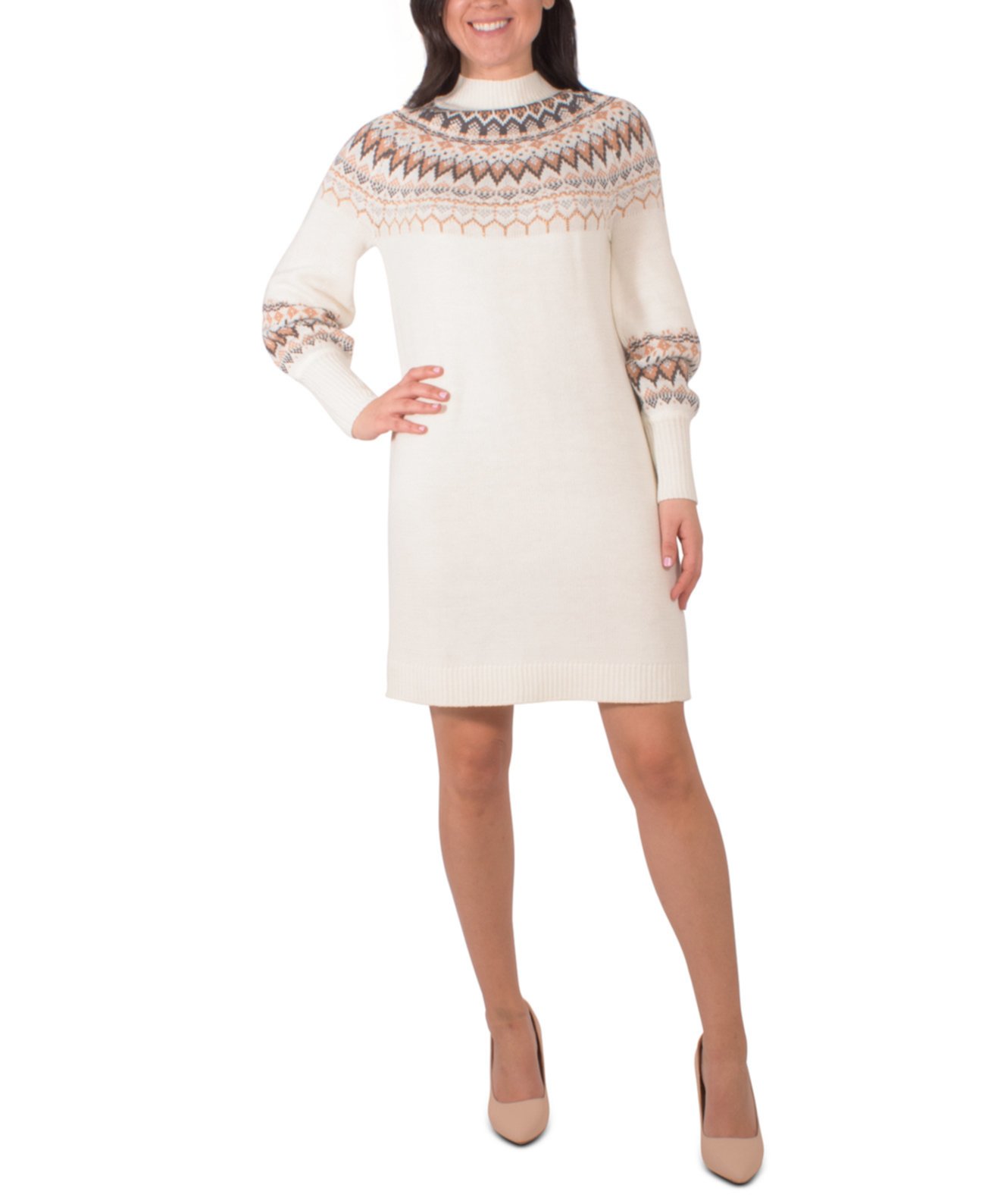 Платье-свитер с цветочным принтом Fair Isle NY Collection