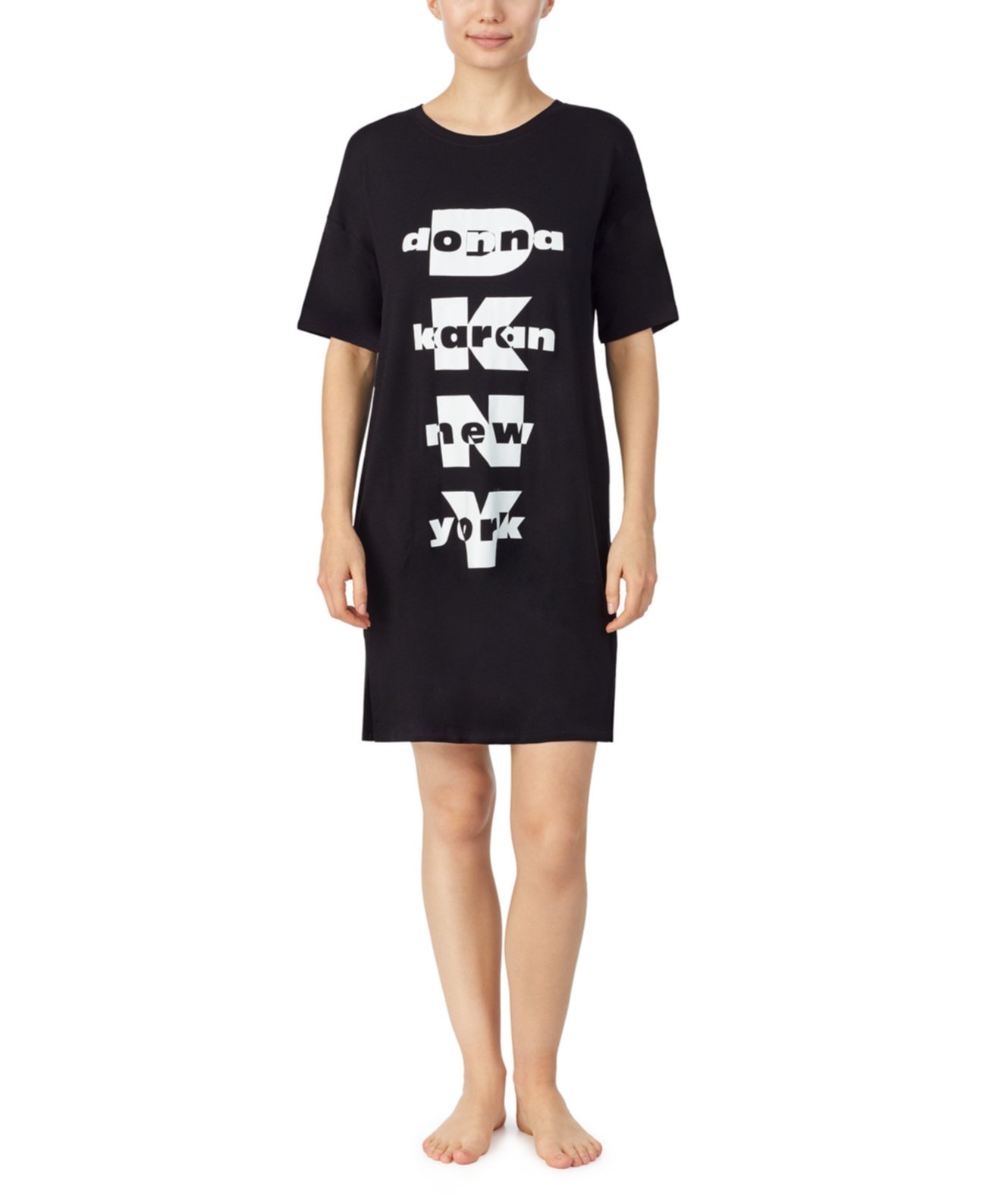 Сорочка-ночная рубашка с логотипом и принтом DKNY