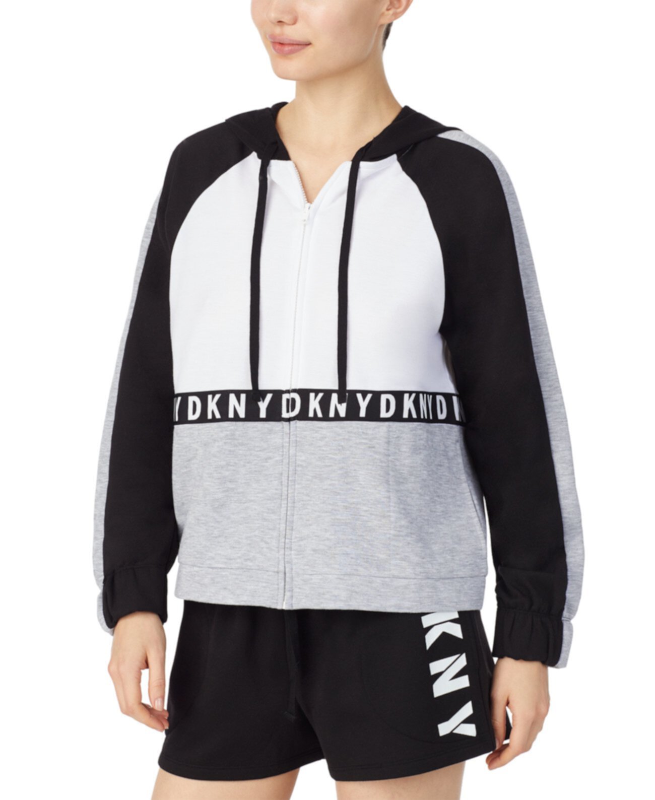 Толстовка с капюшоном французского цвета Terry Lounge DKNY