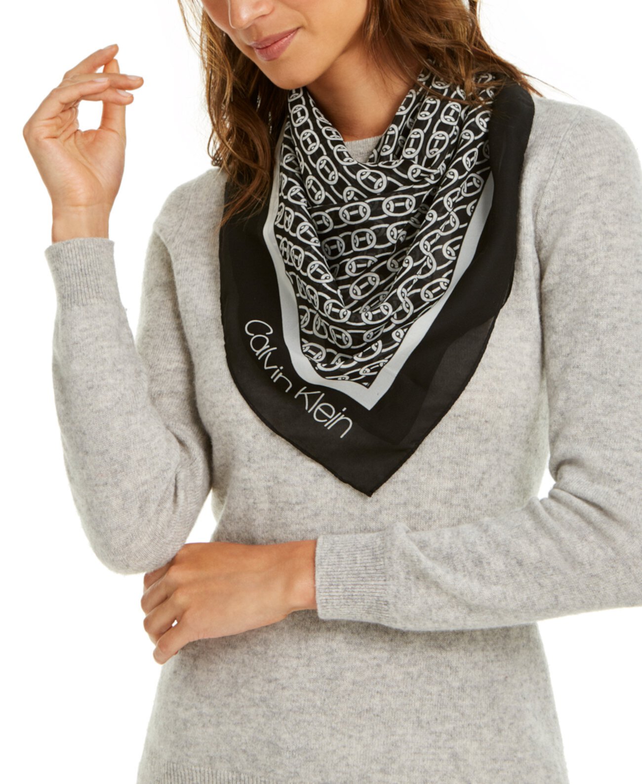 Шифоновый шарф-бандана с цепочкой и принтом Calvin Klein