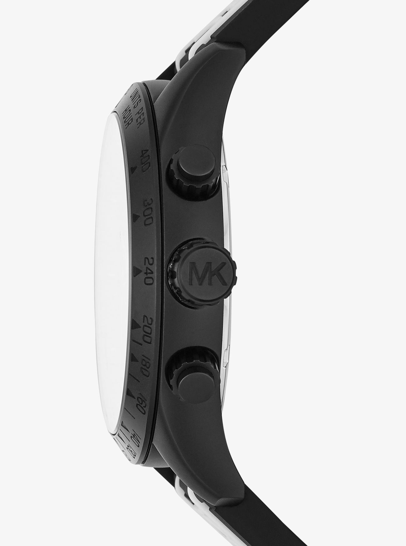 Большие черно-белые тона Layton с тиснением и силиконовые часы Michael Kors