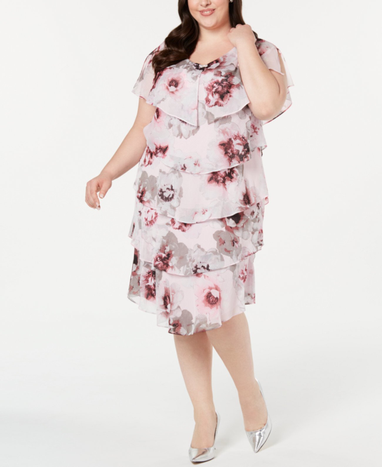 Свободное платье большого размера с цветочным принтом SL Fashions