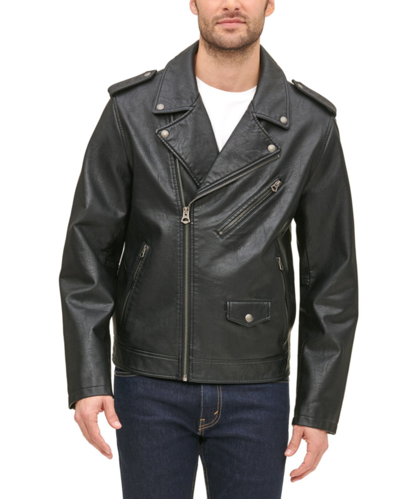 Мужская классическая асимметричная мотоциклетная куртка из искусственной кожи Levi's®