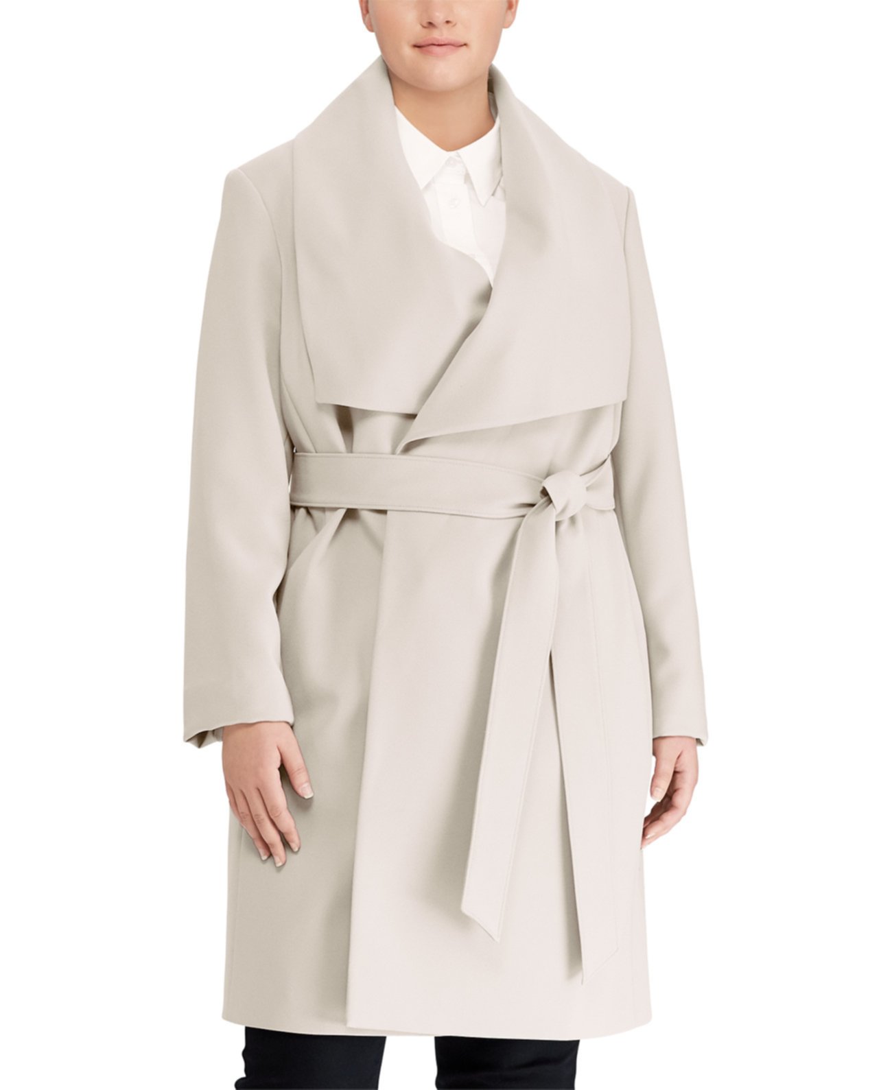 Креповое пальто большого размера с поясом Ralph Lauren