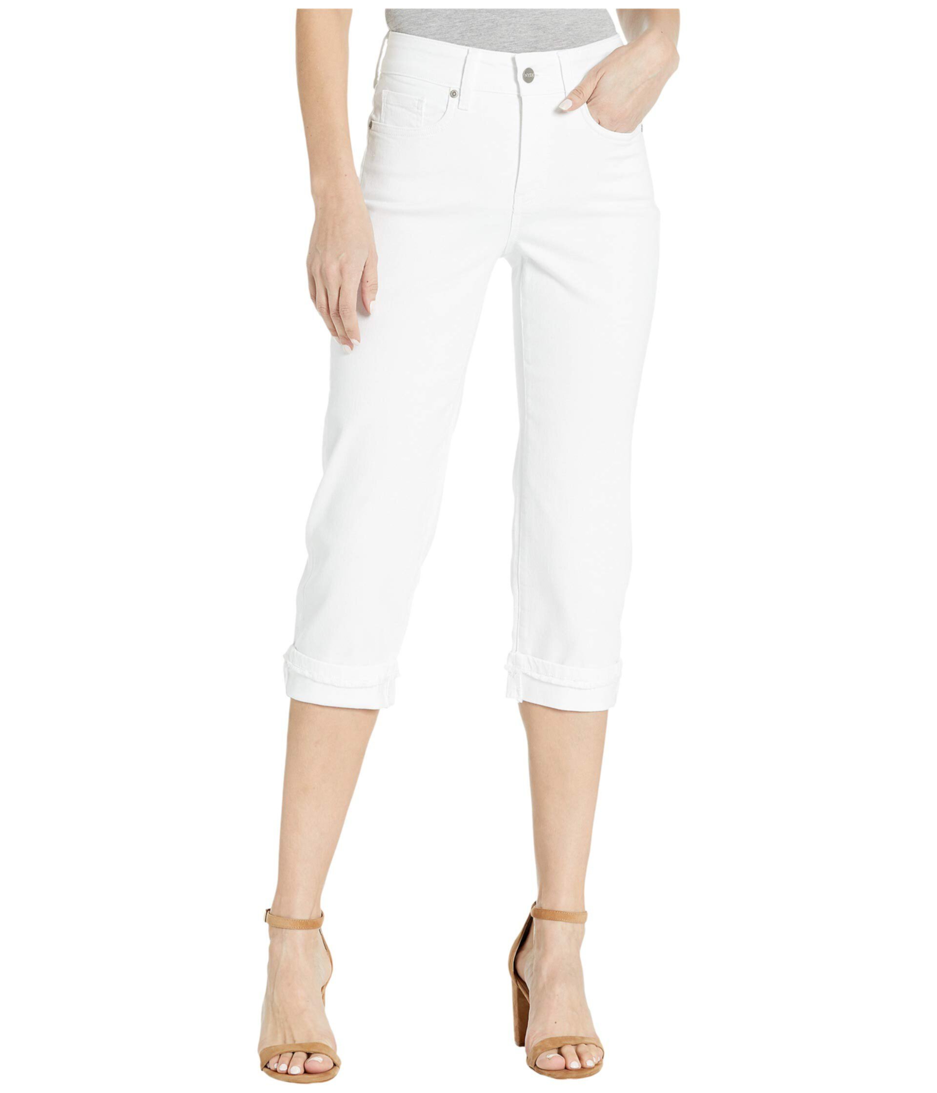 Укороченные джинсы-манжеты Marilyn с потрепанными манжетами, цвет белый NYDJ