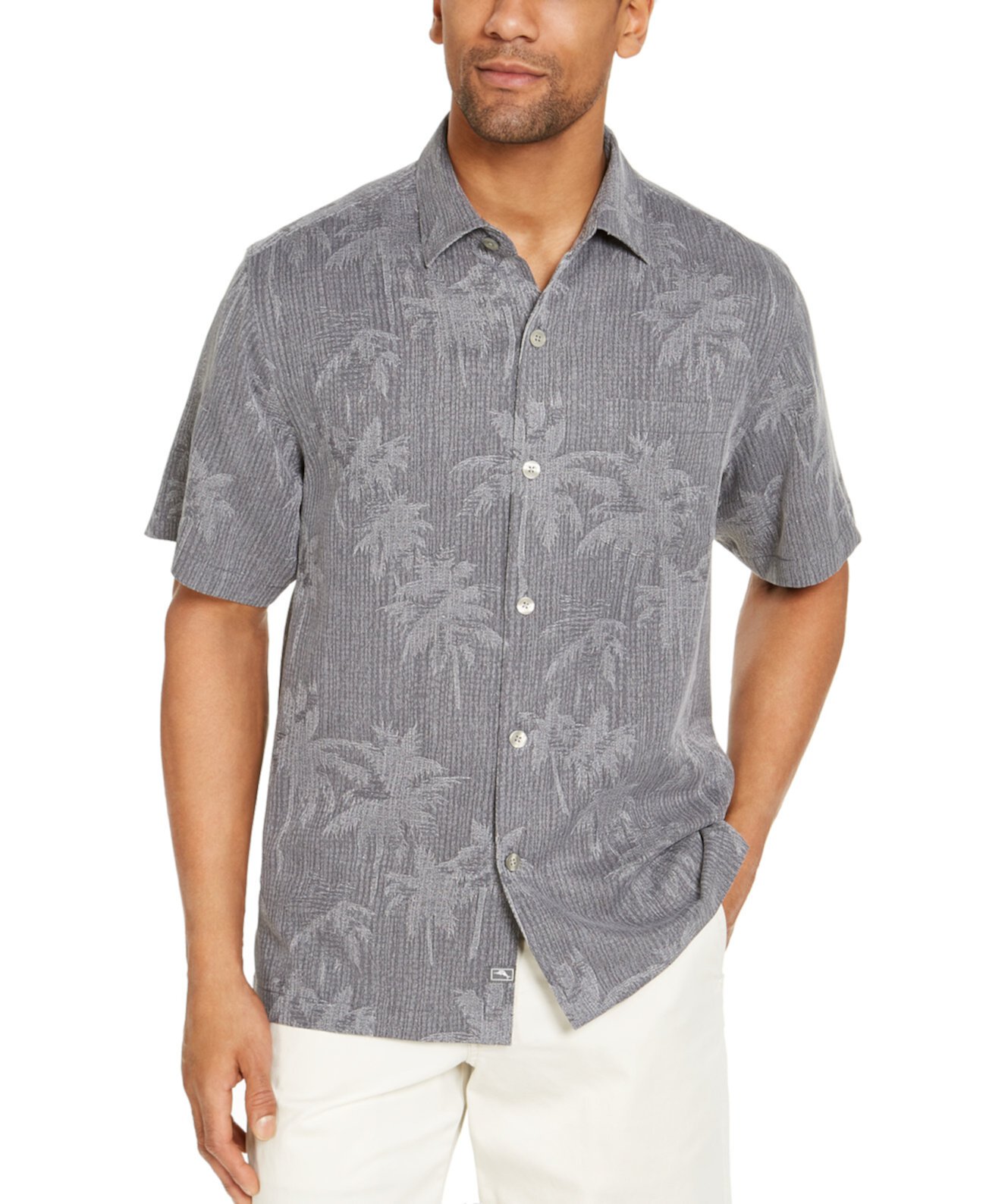 Мужская шелковая походная рубашка с коротким рукавом Digital Palms, созданная для Macy's Tommy Bahama