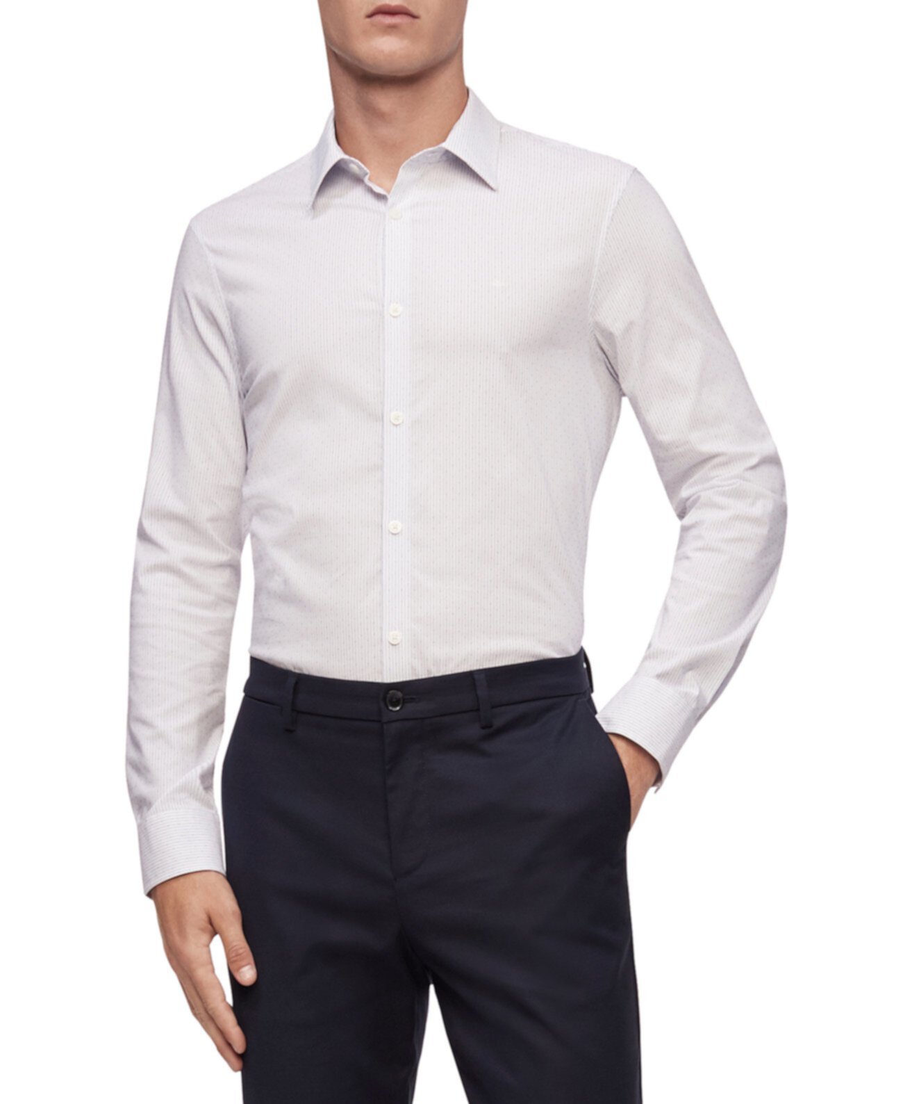 Рубашка на пуговицах в полоску из эластичного хлопка добби Calvin Klein