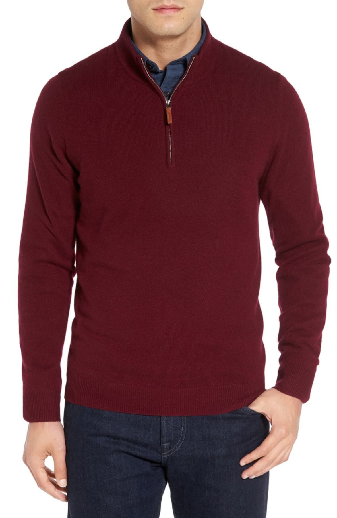 Регулярный пуловер с кашемировым принтом на молнии (обычный и высокий) NORDSTROM MEN'S SHOP