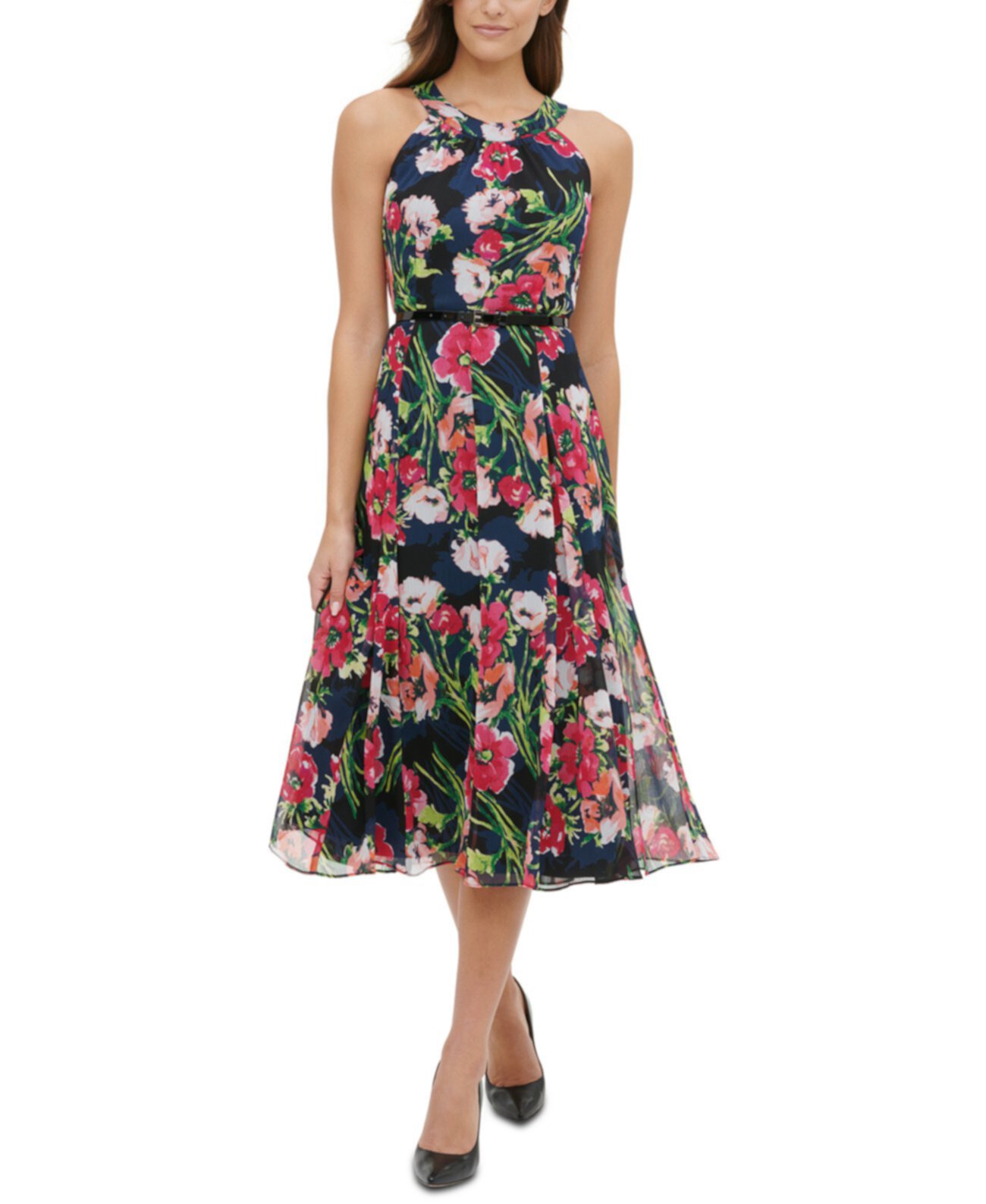 Платье с поясом и цветочным принтом Tommy Hilfiger