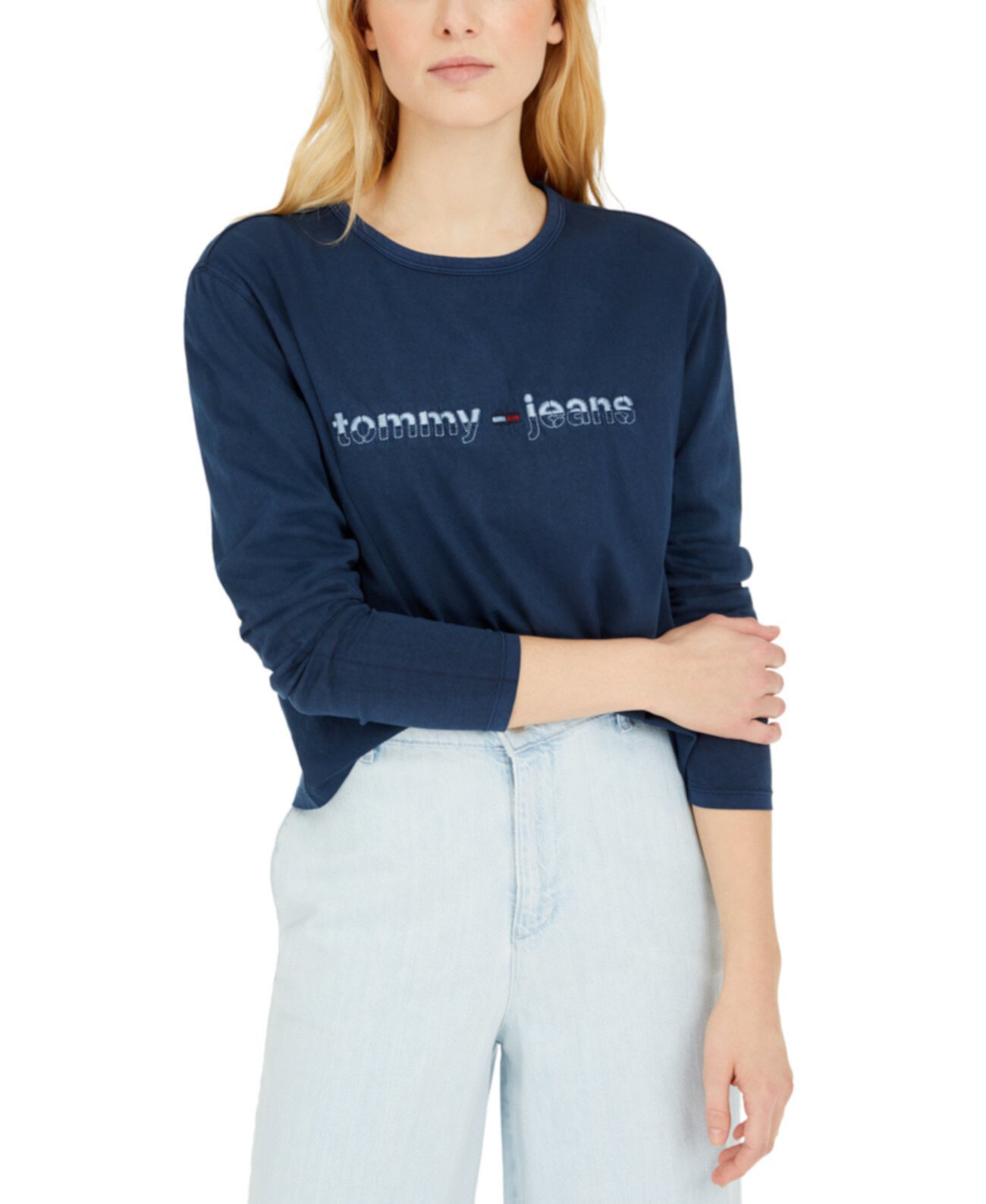 Укороченная футболка с длинным рукавом с логотипом Tommy Jeans