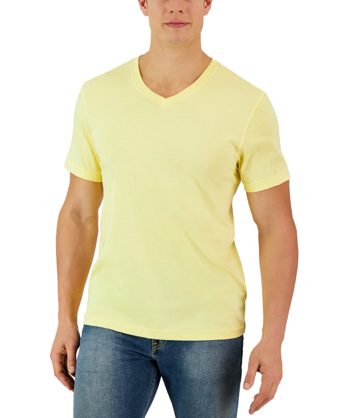 Мужская однотонная футболка с V-образным вырезом, созданная для Macy's Club Room