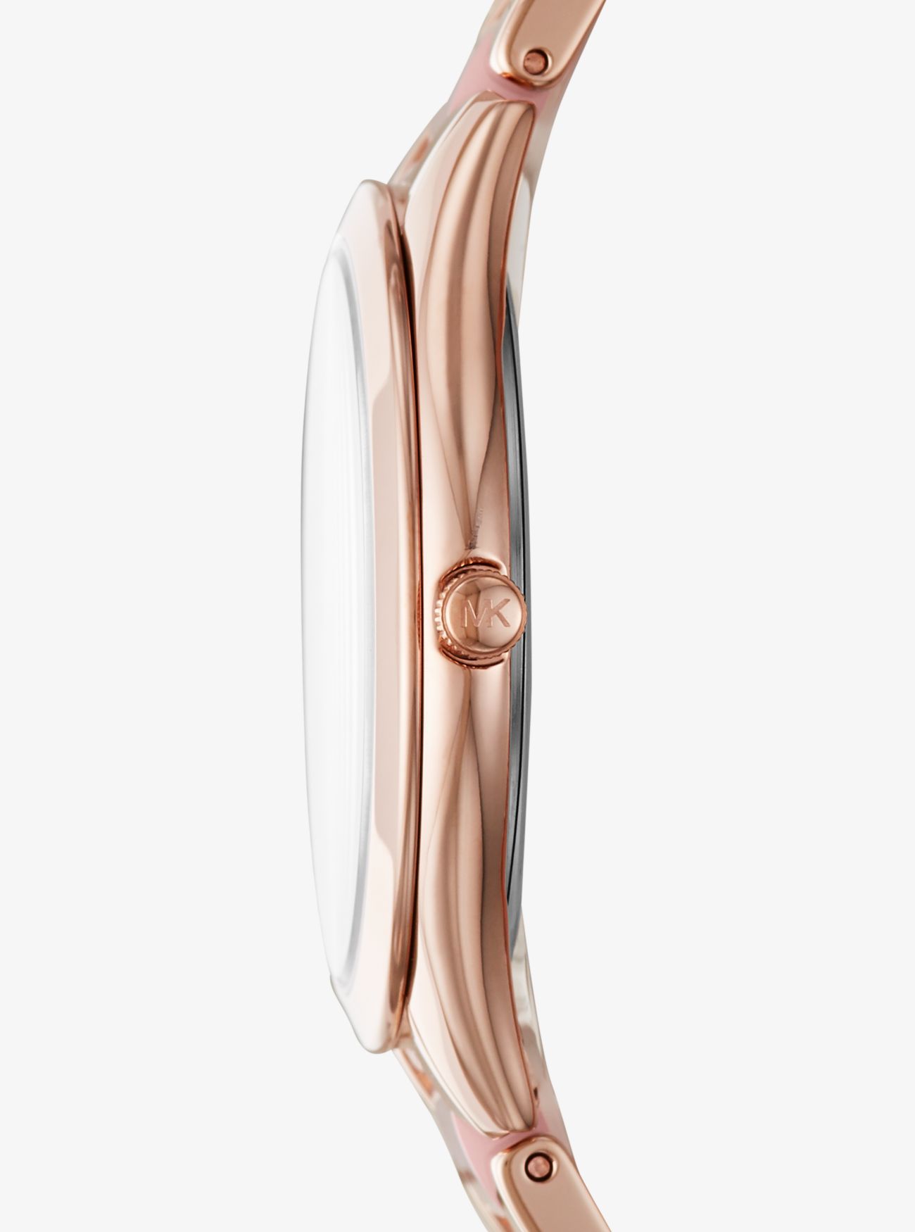 Узкие узкие часы с розовым золотом и ацетатом Michael Kors