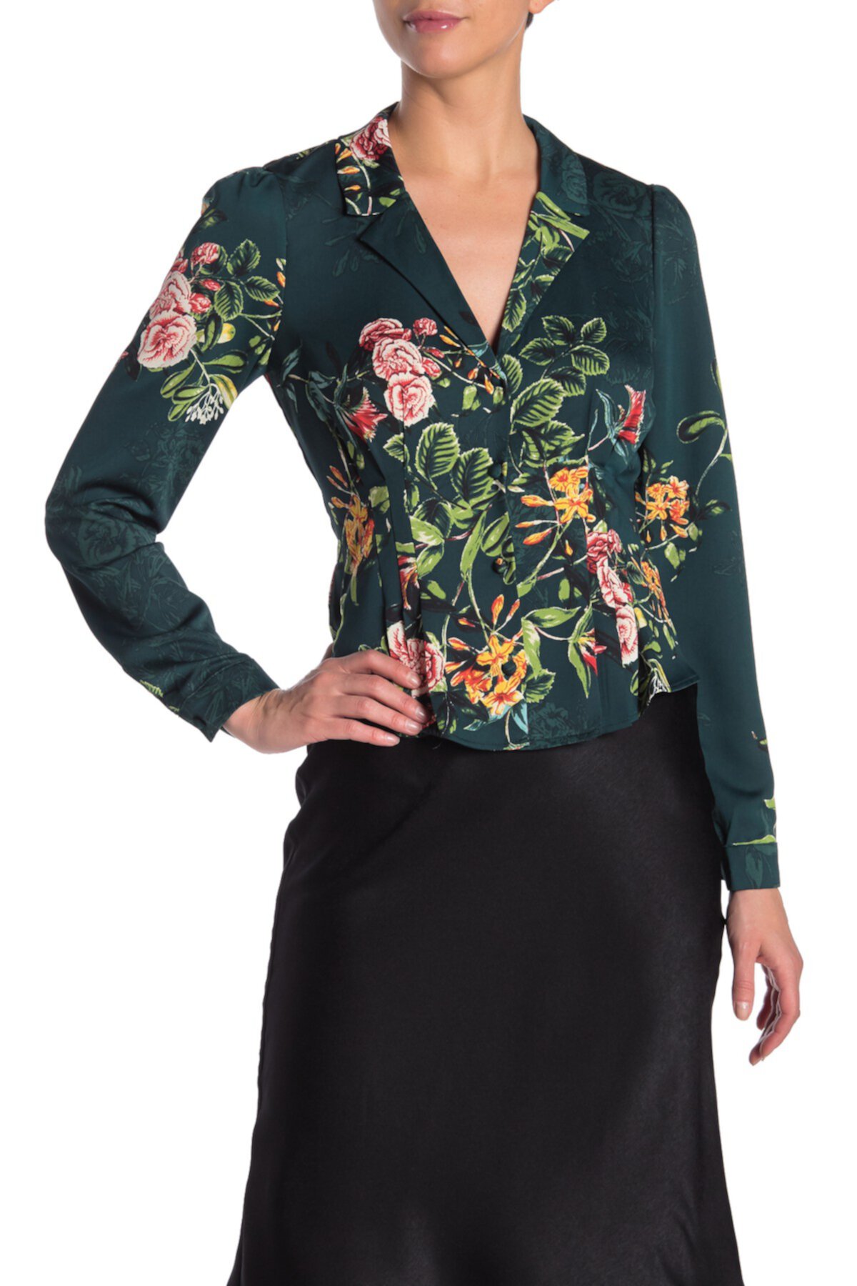 Топ с длинным рукавом в винтажном стиле с тропическим цветочным принтом BCBGeneration