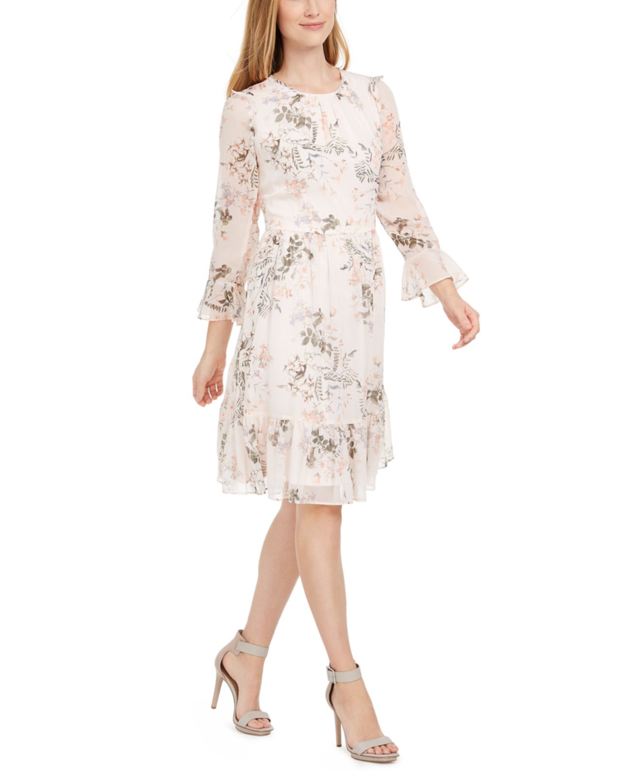 Миниатюрное платье с оборками и цветочным принтом Calvin Klein