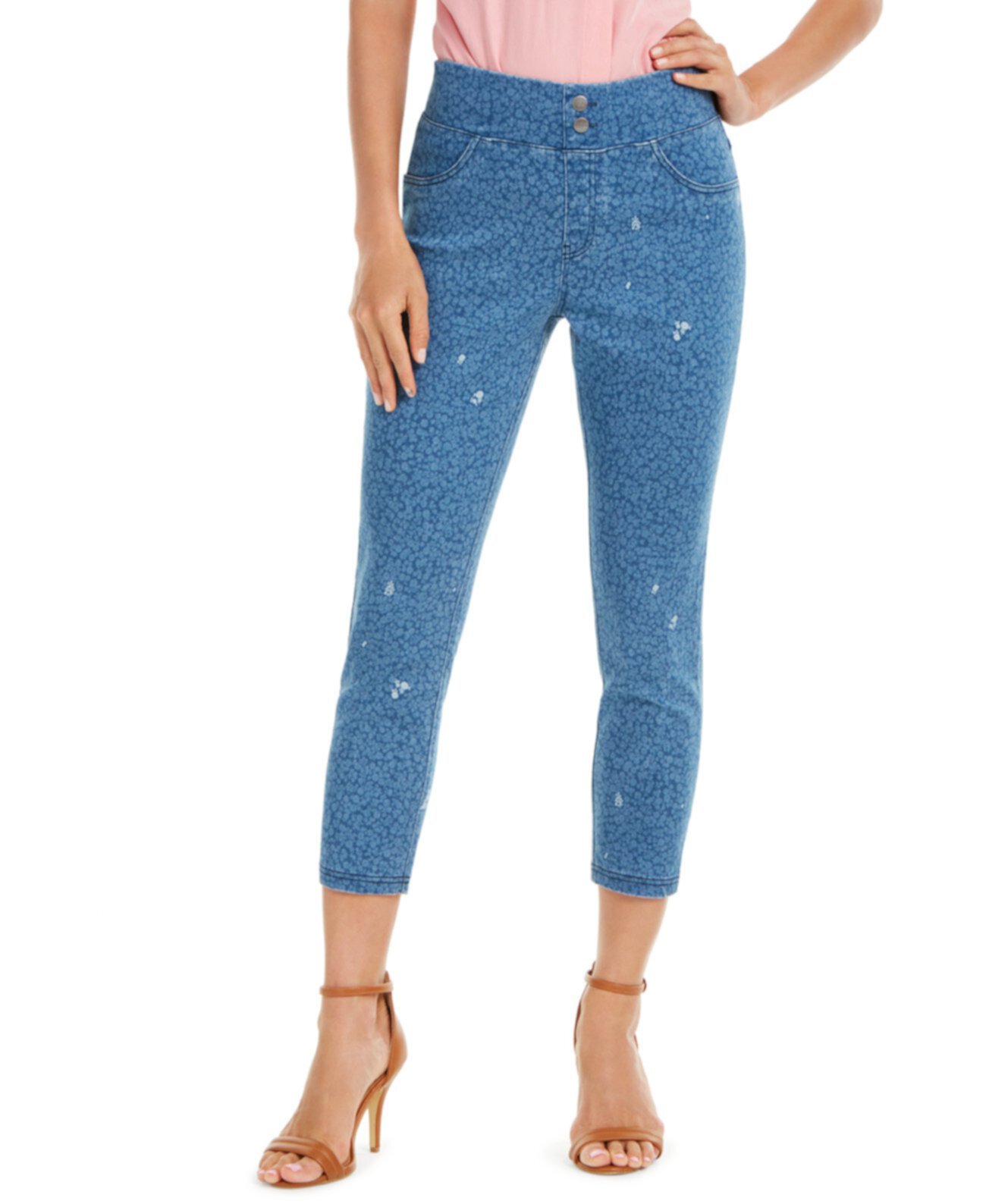 Женские джинсовые леггинсы-скиммеры с высокой посадкой Ditsy с цветочным принтом HUE