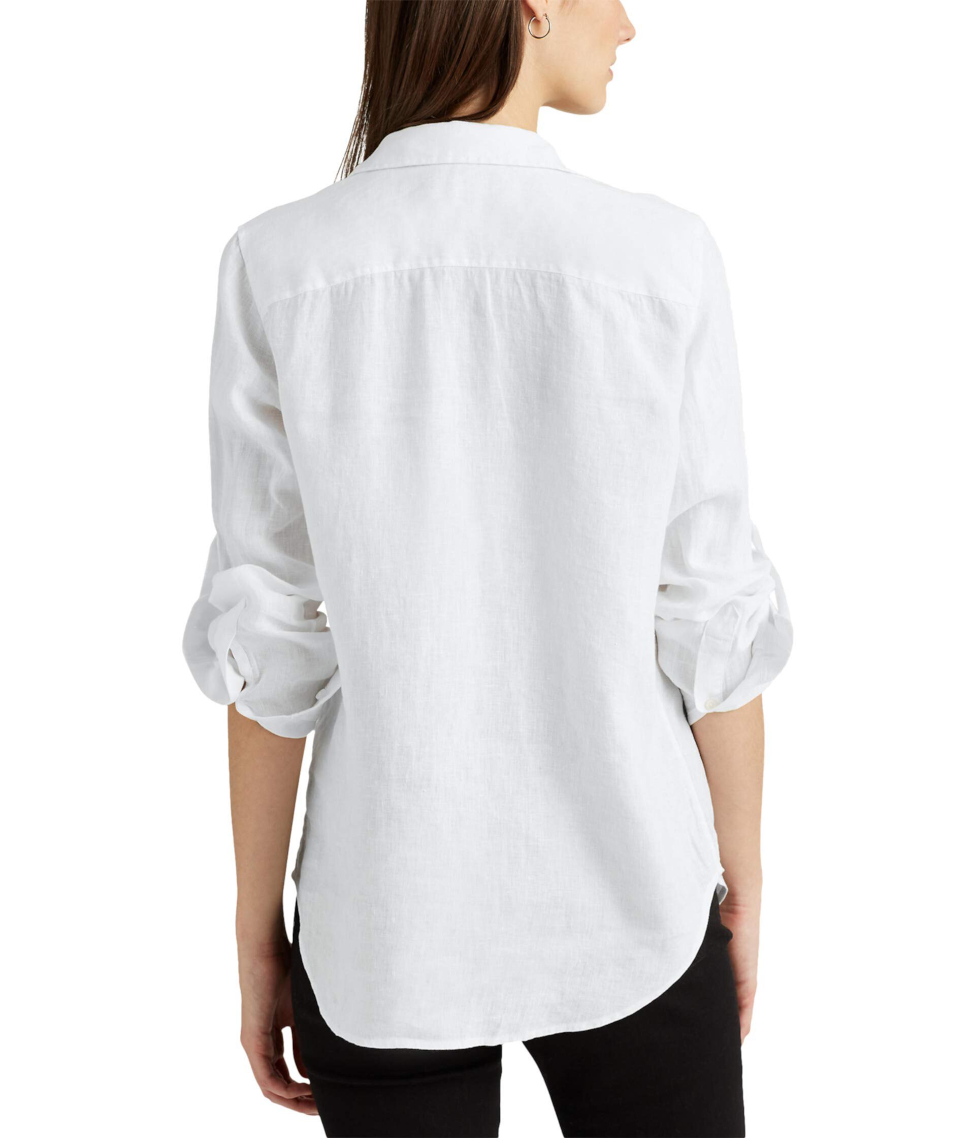 Льняная рубашка с круглыми рукавами Ralph Lauren