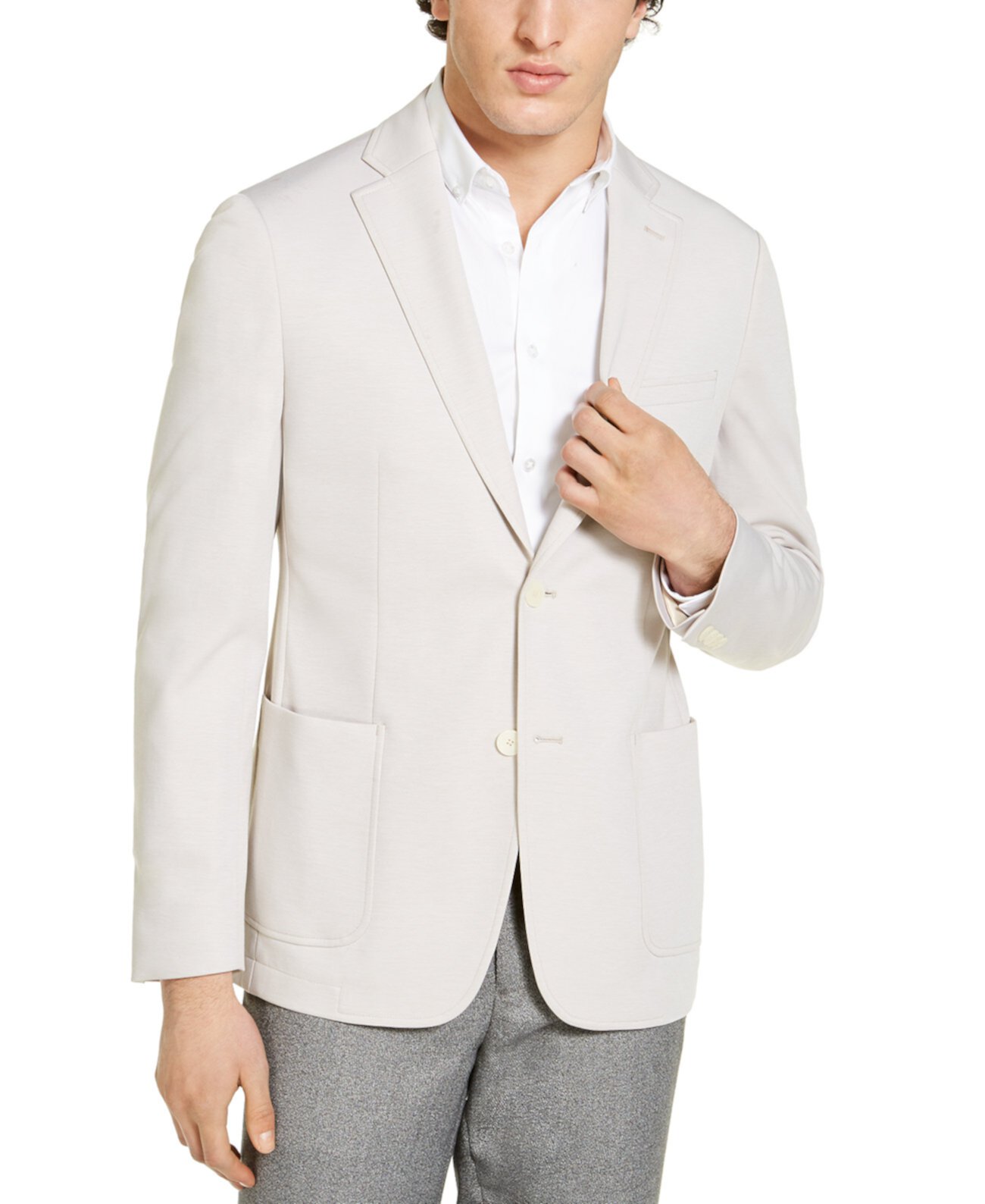 Мужское приталенное спортивное пальто из трикотажа Calvin Klein