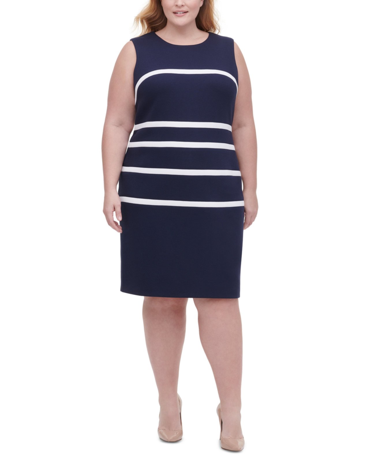 Платье-футляр в полоску плюс размер Piqué -Knit Tommy Hilfiger