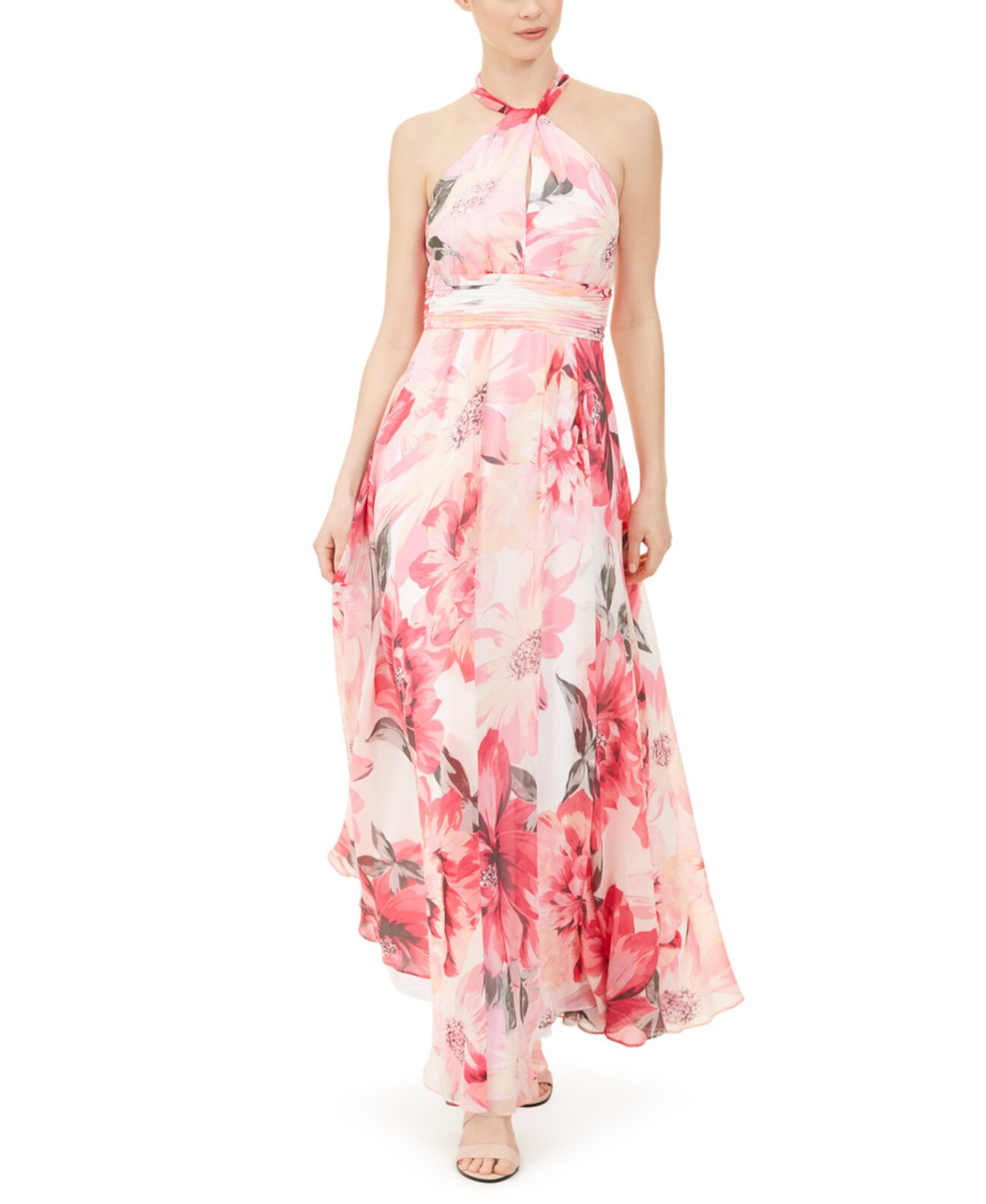 Шифоновое платье на бретельках с цветочным принтом Calvin Klein