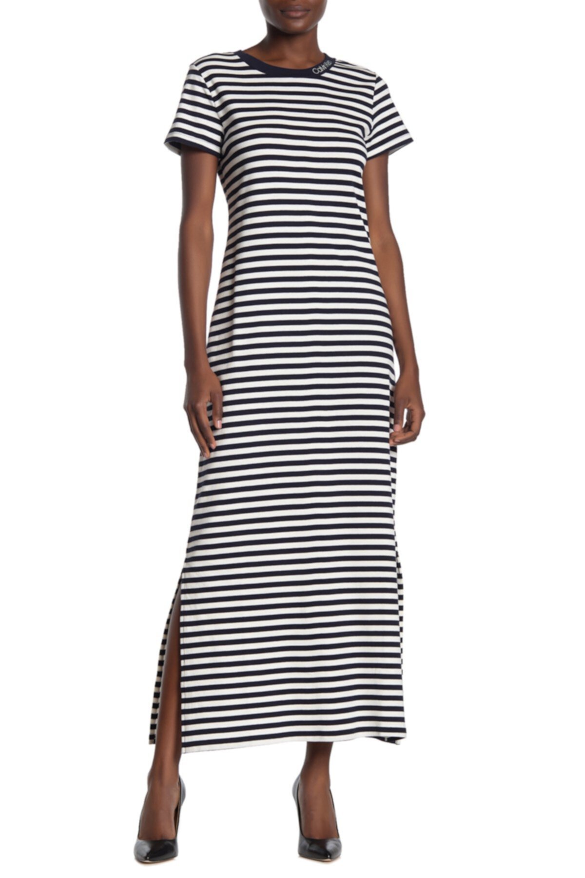 Платье макси с коротким рукавом с логотипом Calvin Klein