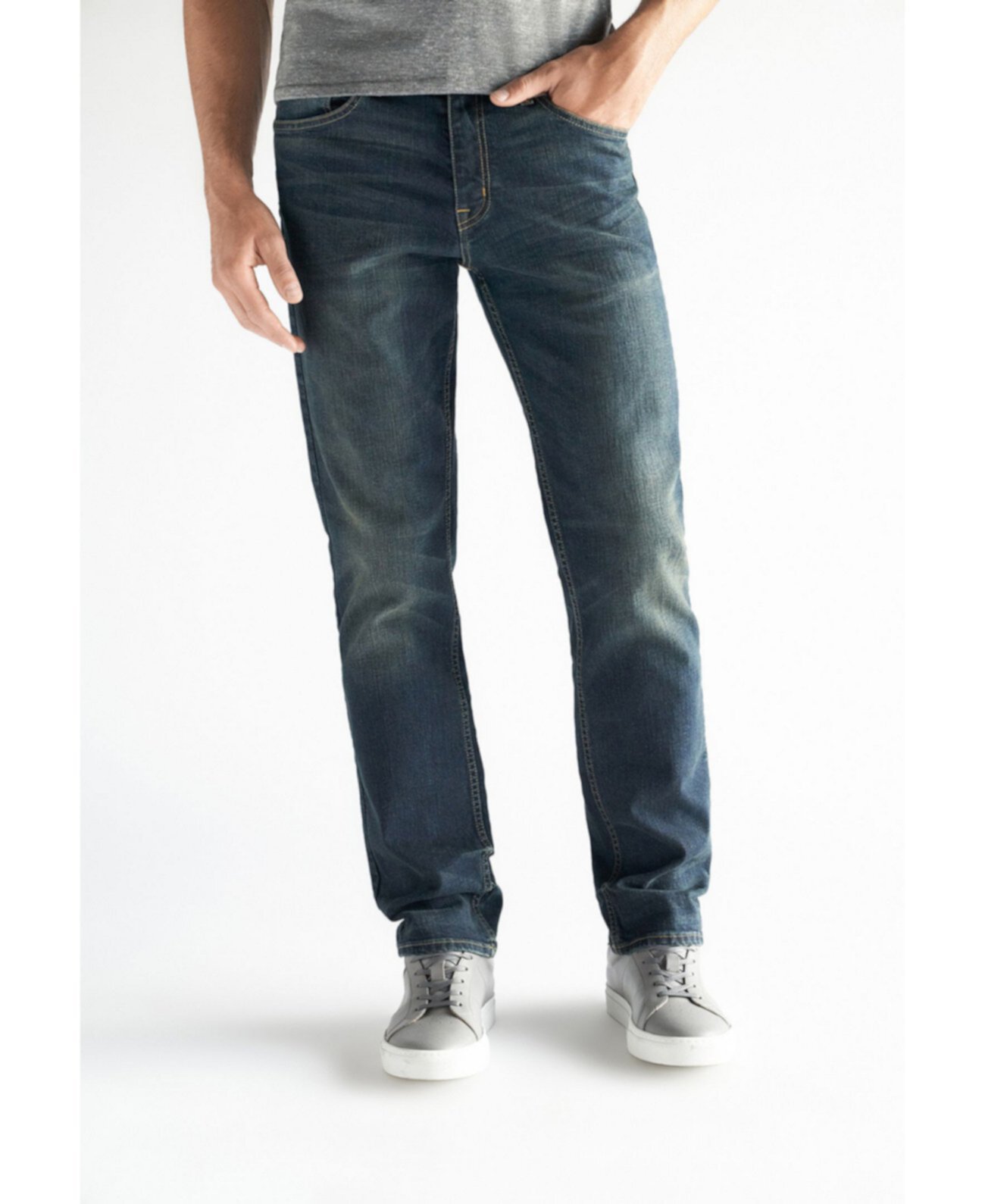 Мужские эластичные джинсовые джинсы скинни Straight Fit Fit, Moore Wash Devil-Dog Dungarees