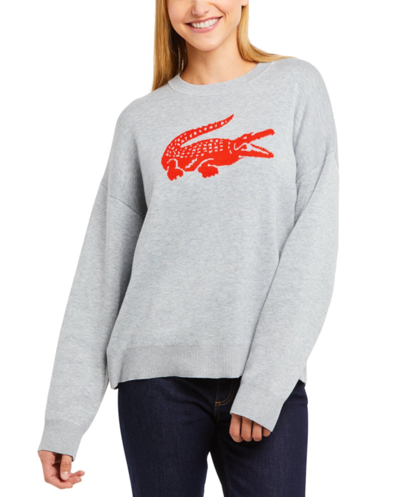 Классический женский жаккардовый свитер с логотипом Fit Lacoste