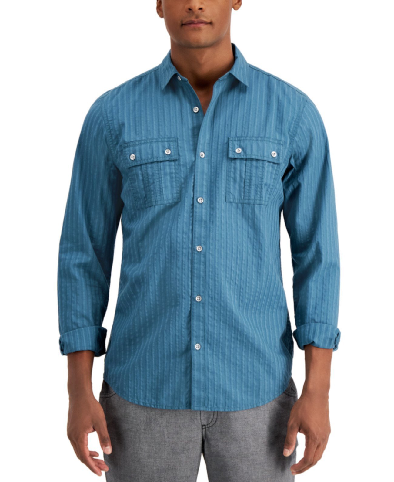 INC мужская рубашка Seersucker Utility, созданная для Macy's INC International Concepts