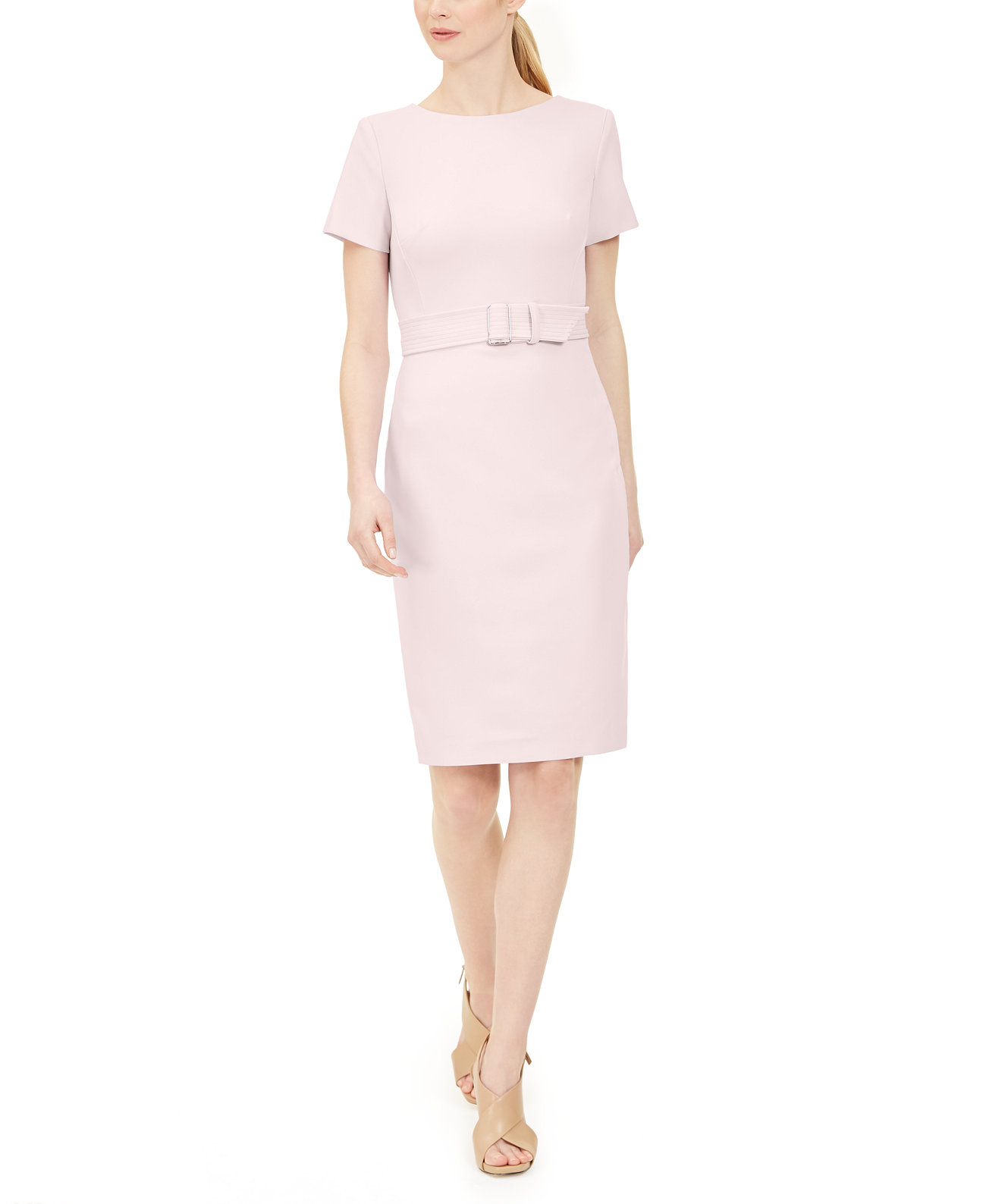 Платье с короткими рукавами и поясом Calvin Klein