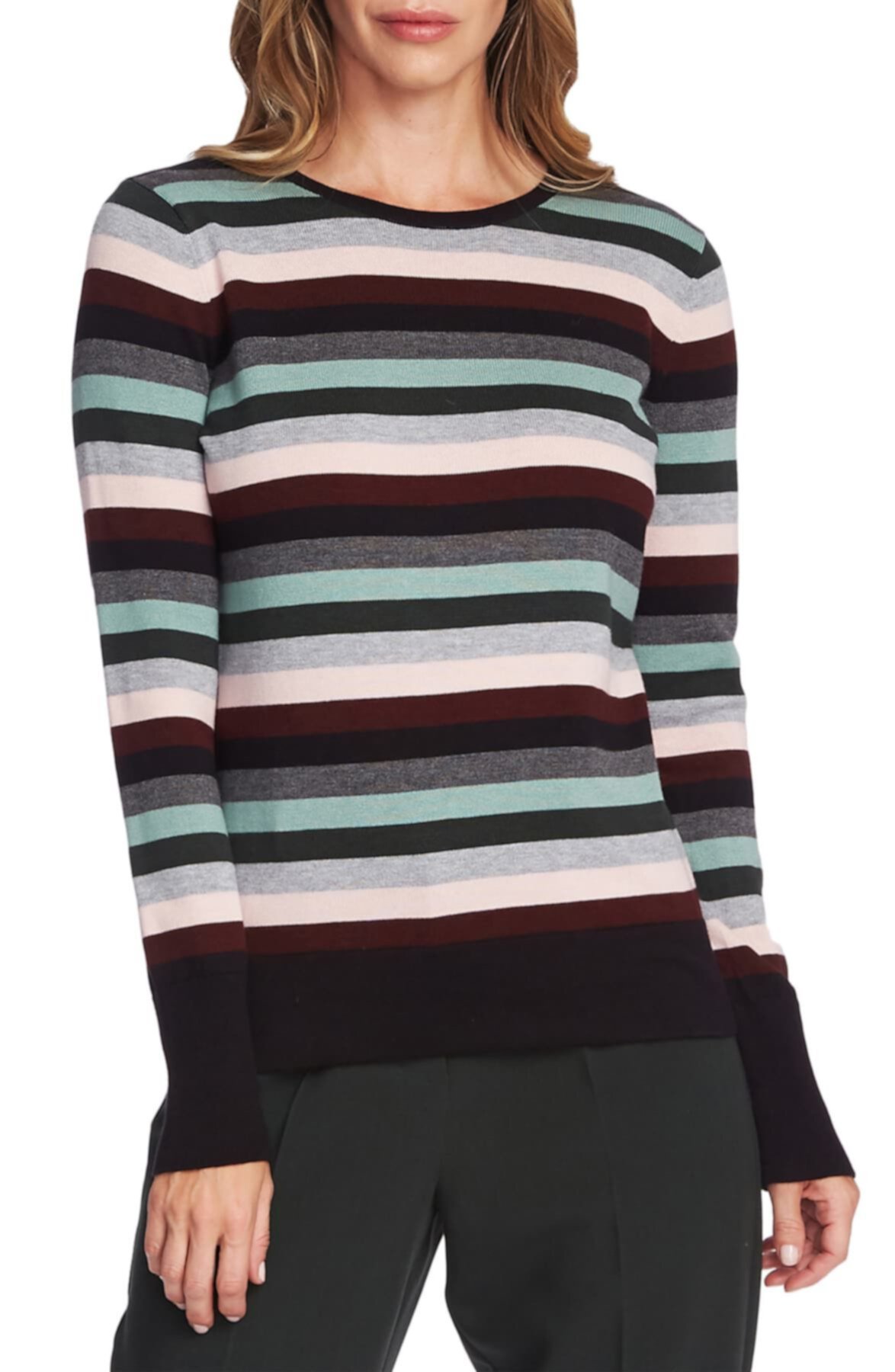 Полосатый пуловер-свитер Vince Camuto