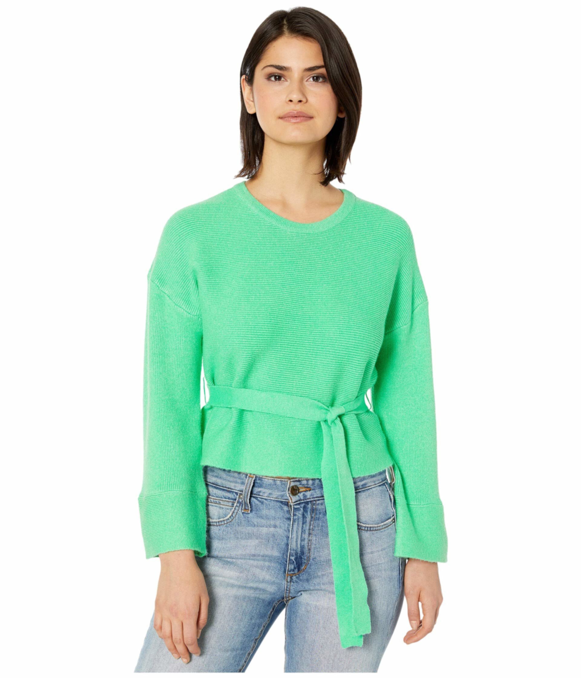 Woman In Love Ribbed Belted Sweater Steve Madden