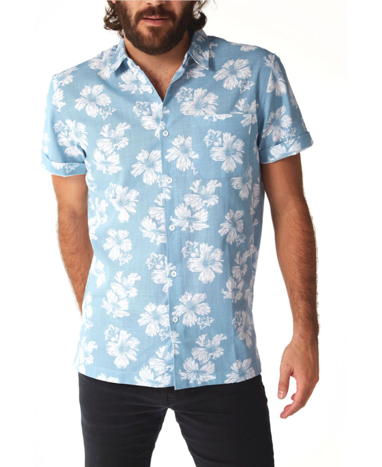 Мужская рубашка с коротким рукавом с цветочным принтом PX