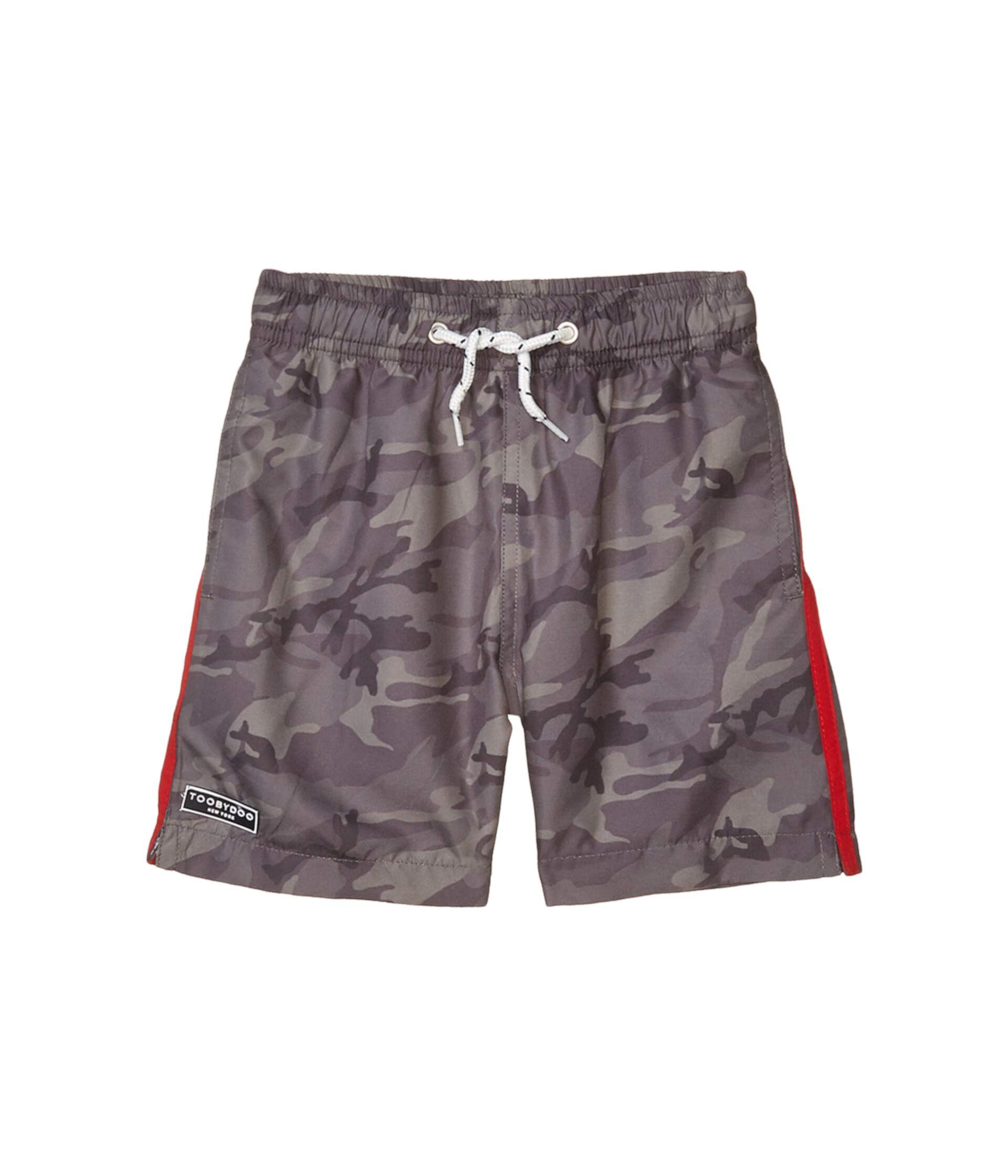 Шорты для плавания Toobydoo Olive Camo Classic с быстросохнущим материалом, карманами и регулируемым поясом Toobydoo