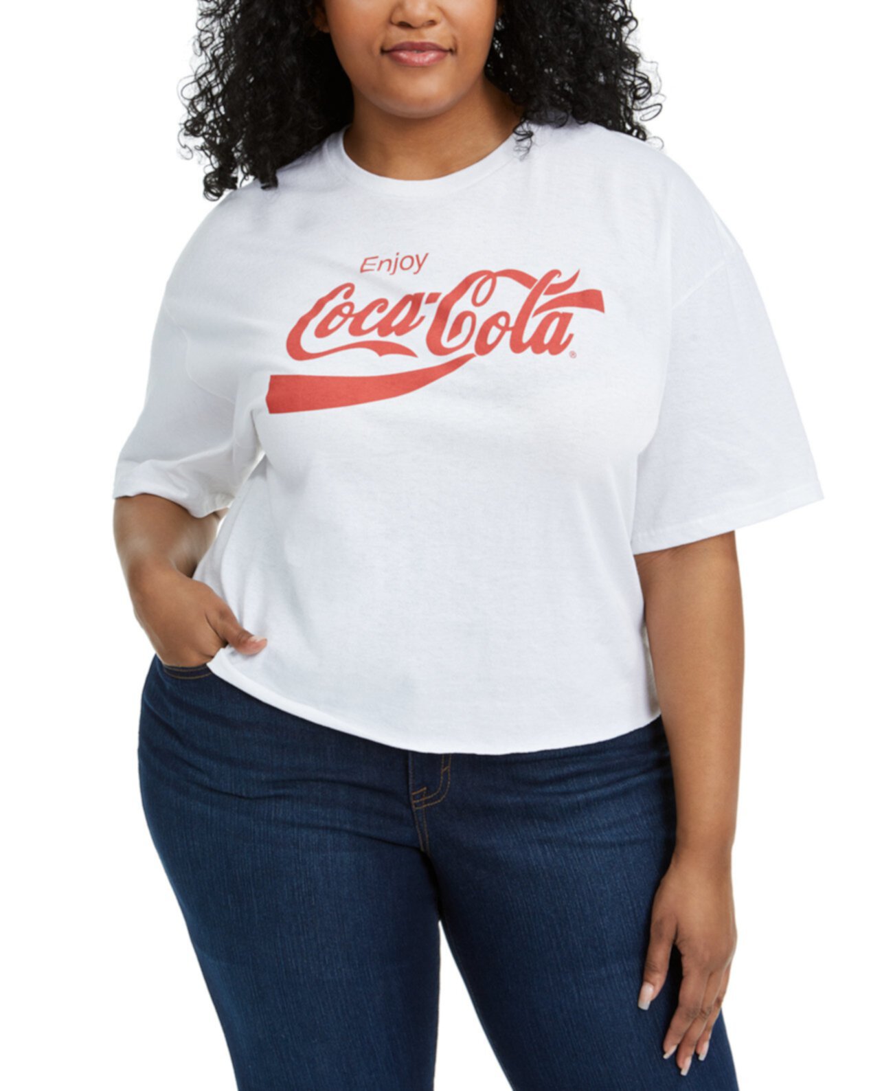 Модная укороченная футболка большого размера из хлопка Coca-Cola Mighty Fine