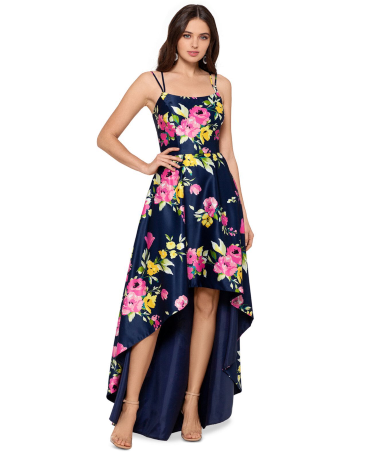 Бальное платье с цветочным принтом High-Low XSCAPE