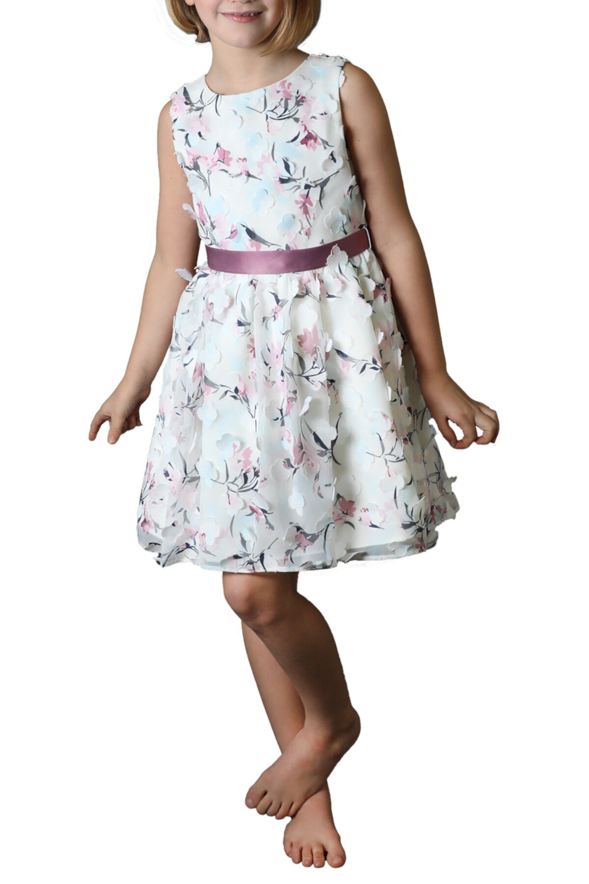 3D цветочное шифоновое платье с аппликацией (для малышей) Us Angels