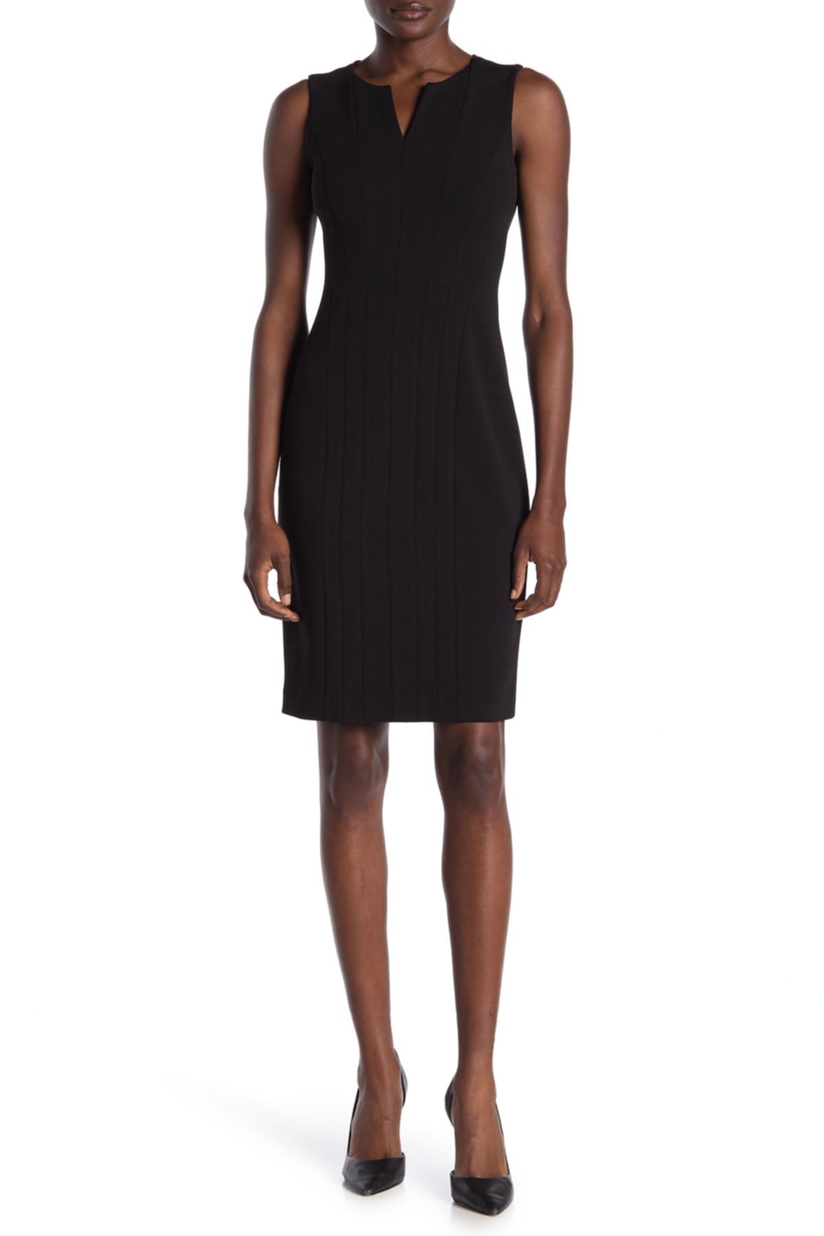 Платье-футляр с V-образным вырезом и разрезом Calvin Klein